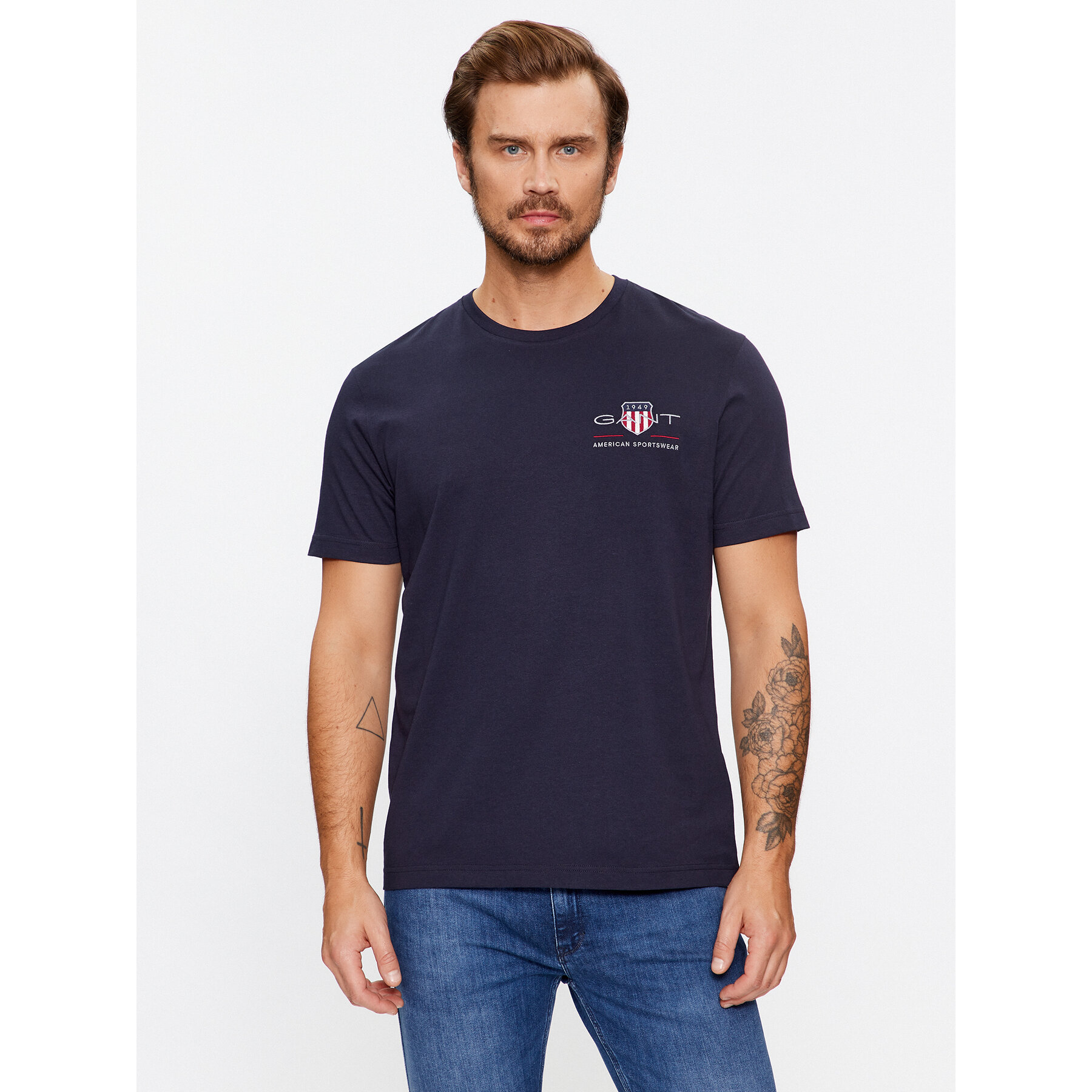 Gant T-Shirt Reg Archive Shield Emb Ss 2067004 Σκούρο μπλε Regular Fit