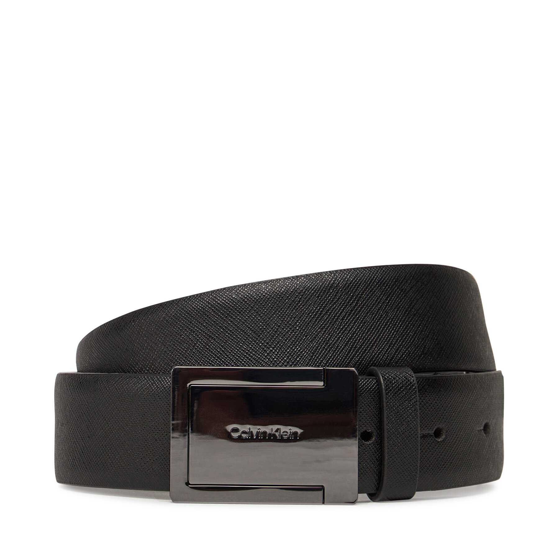 Pánsky opasok Calvin Klein Formal Plaque Tex 35Mm K50K512843 Čierna