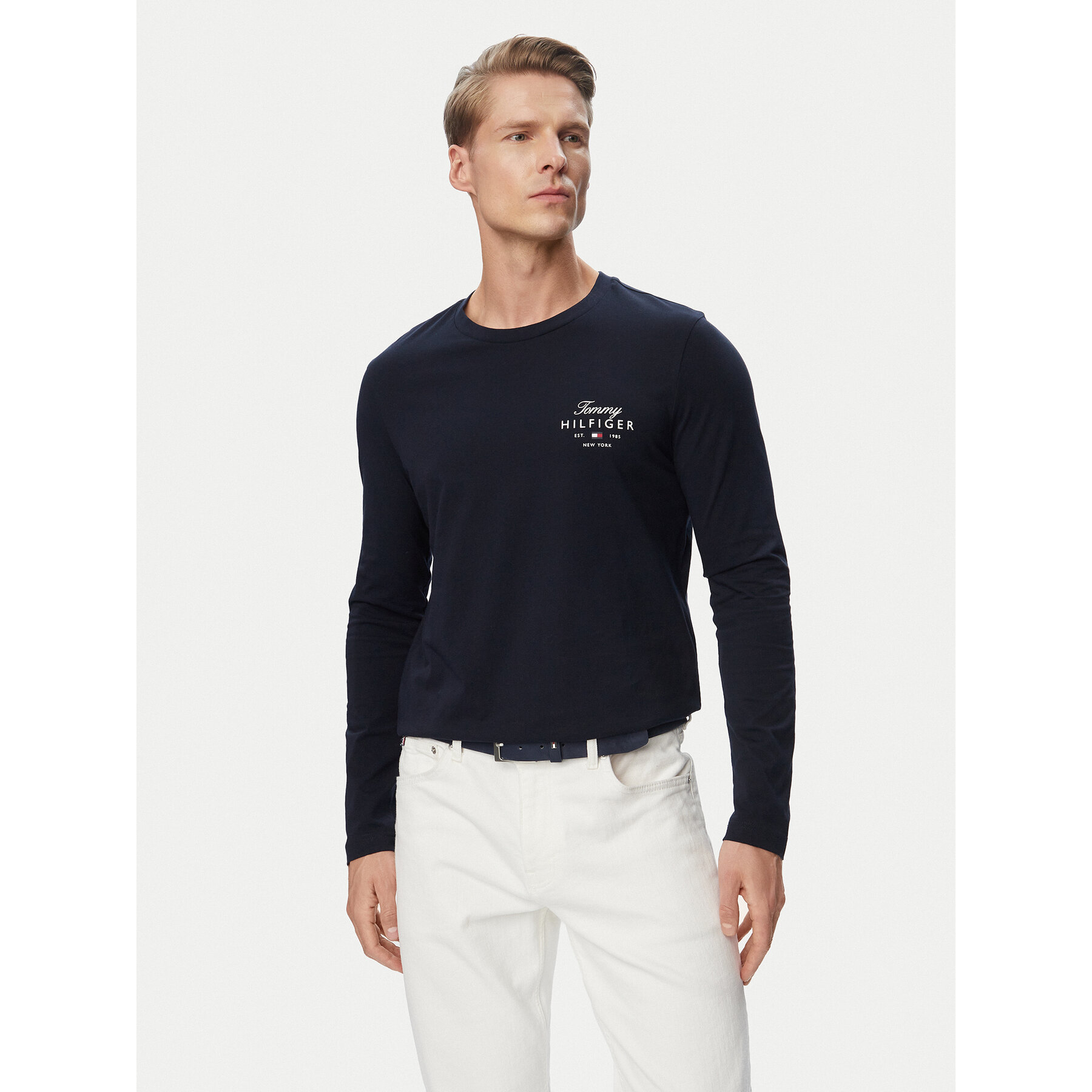 Tommy Hilfiger Longsleeve Script Stack MW0MW43225 Dunkelblau Regular Fit