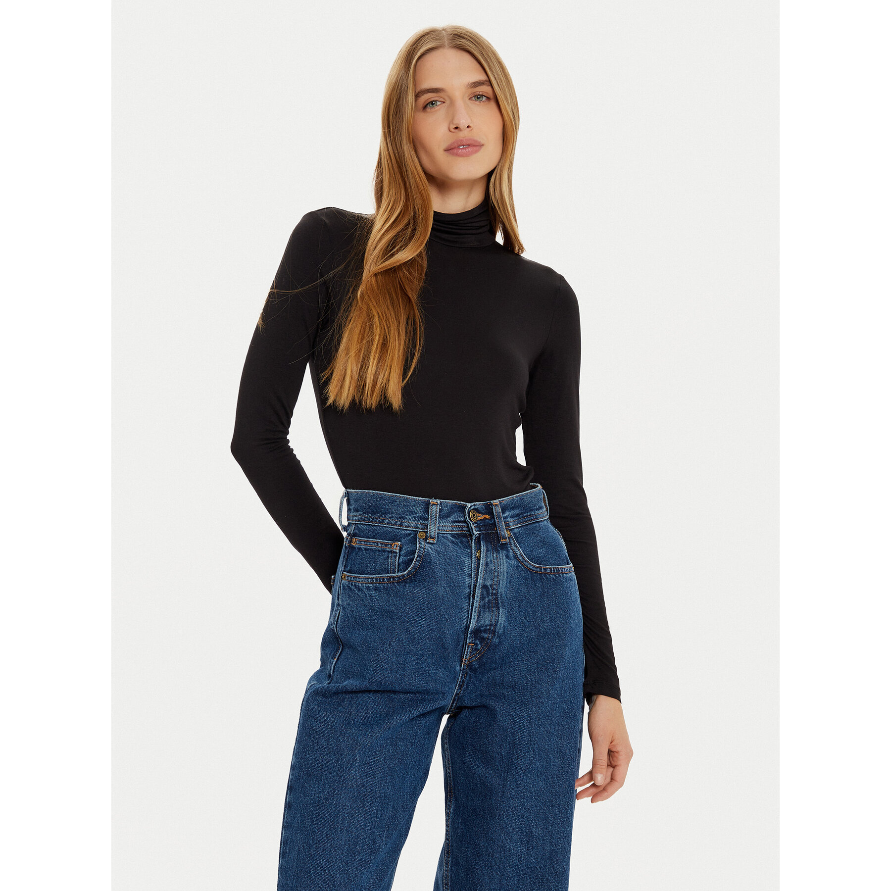 Vero Moda Rollkragenpullover Alberte 10293803 Schwarz Slim Fit