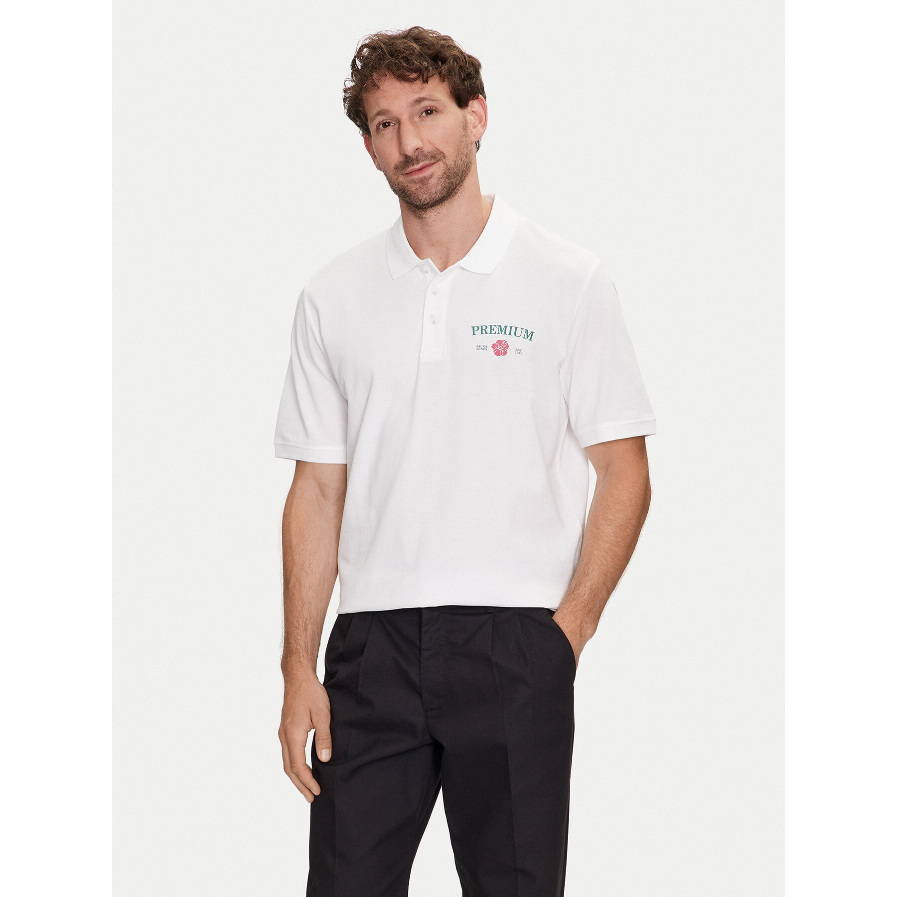 Jack & Jones Pólóing Jprblaalfie 12259678 Fehér Regular Fit