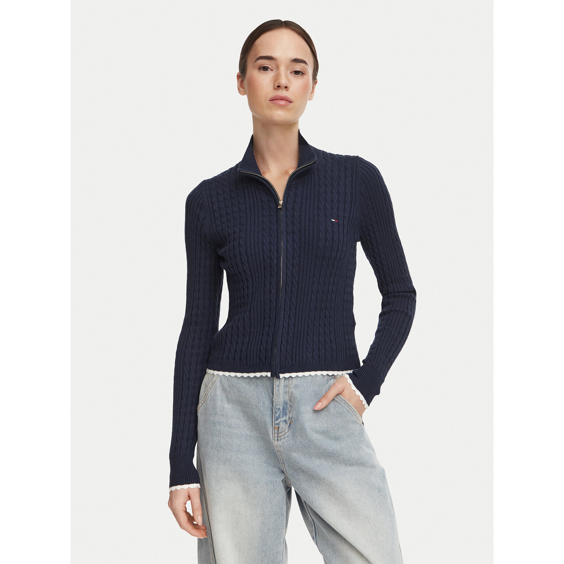 Tommy Jeans Strickjacke DW0DW23355 Dunkelblau Slim Fit