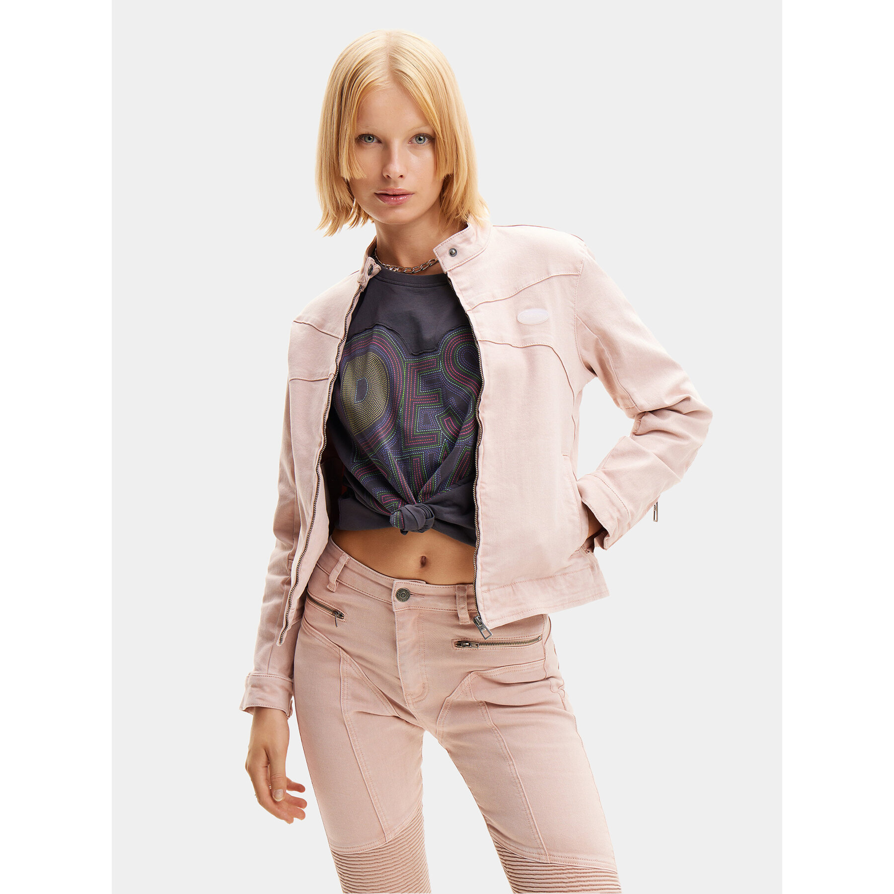 Desigual Jeansjacke California 24SWED49 Rosa Regular Fit