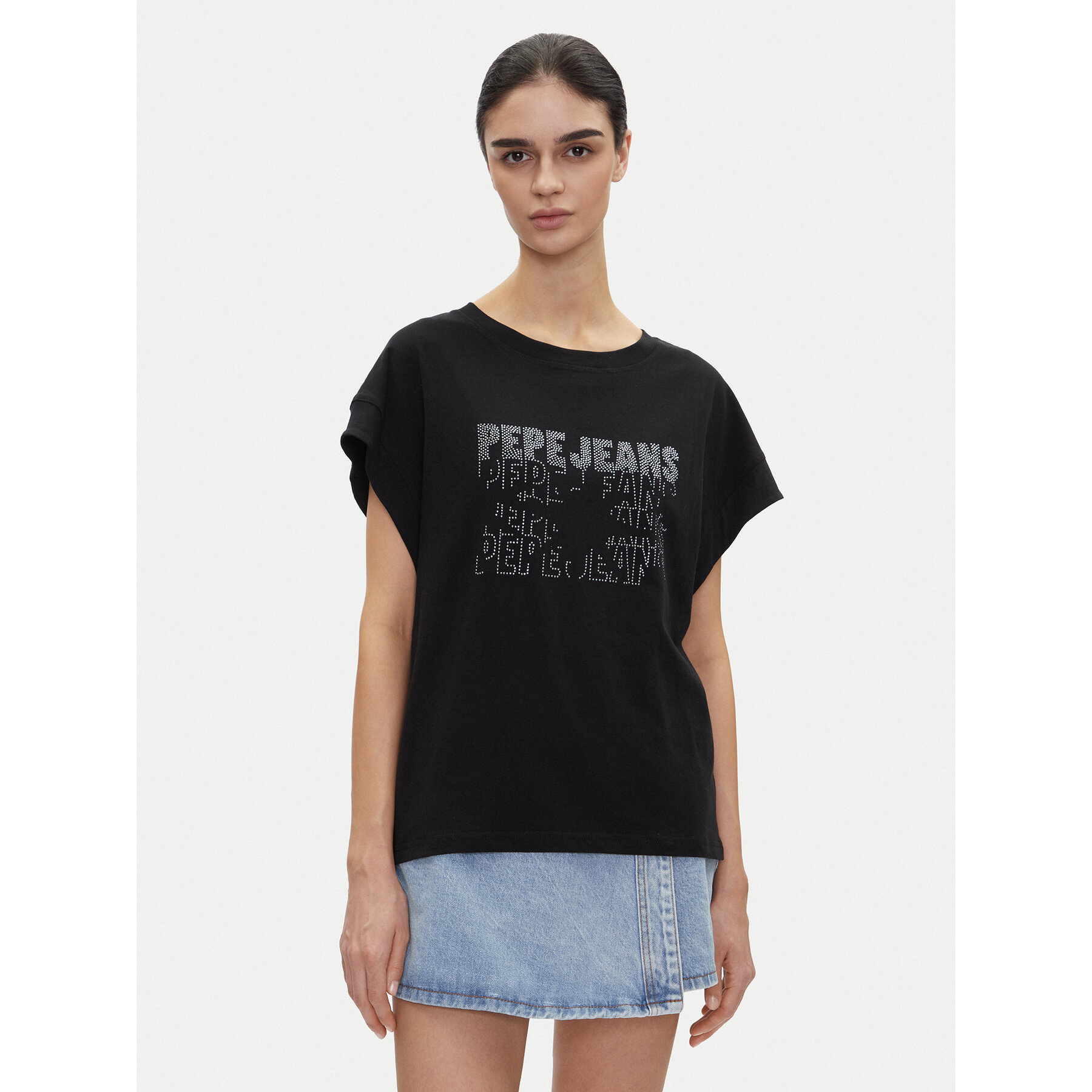 Pepe Jeans Marškinėliai Lira PL505996 Juoda Regular Fit