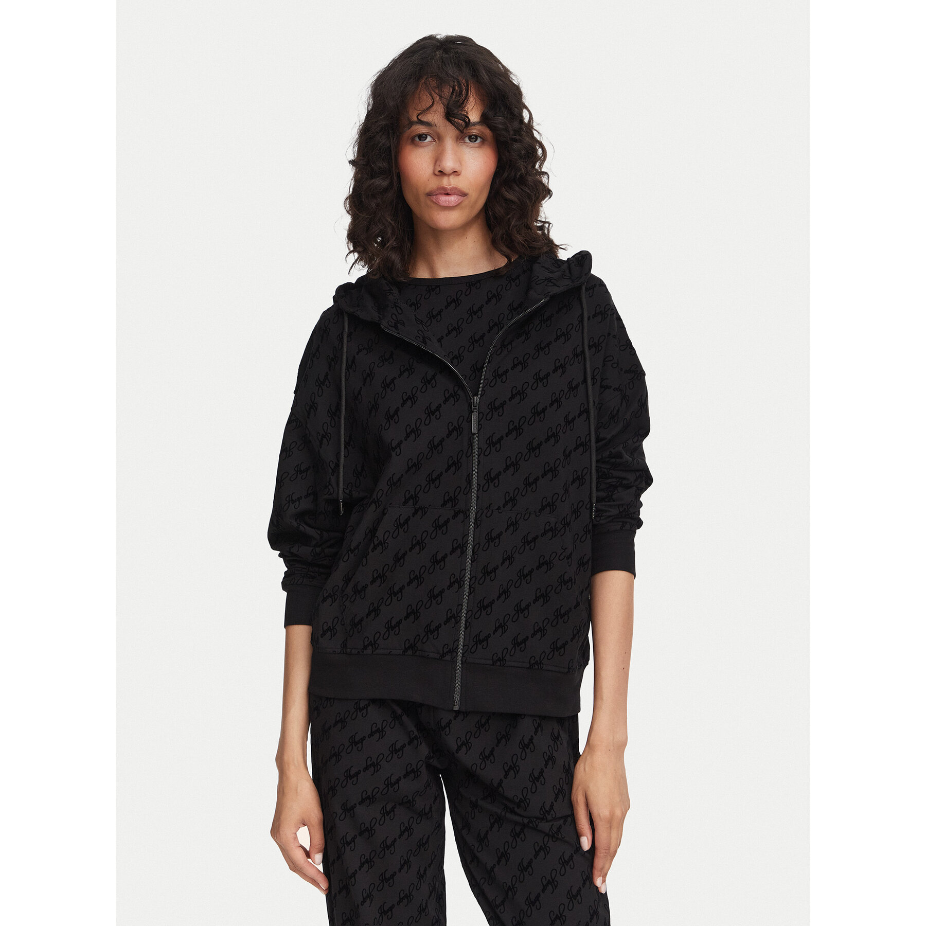 HUGO Sweatshirt Flokky 50566669 Schwarz Relaxed Fit