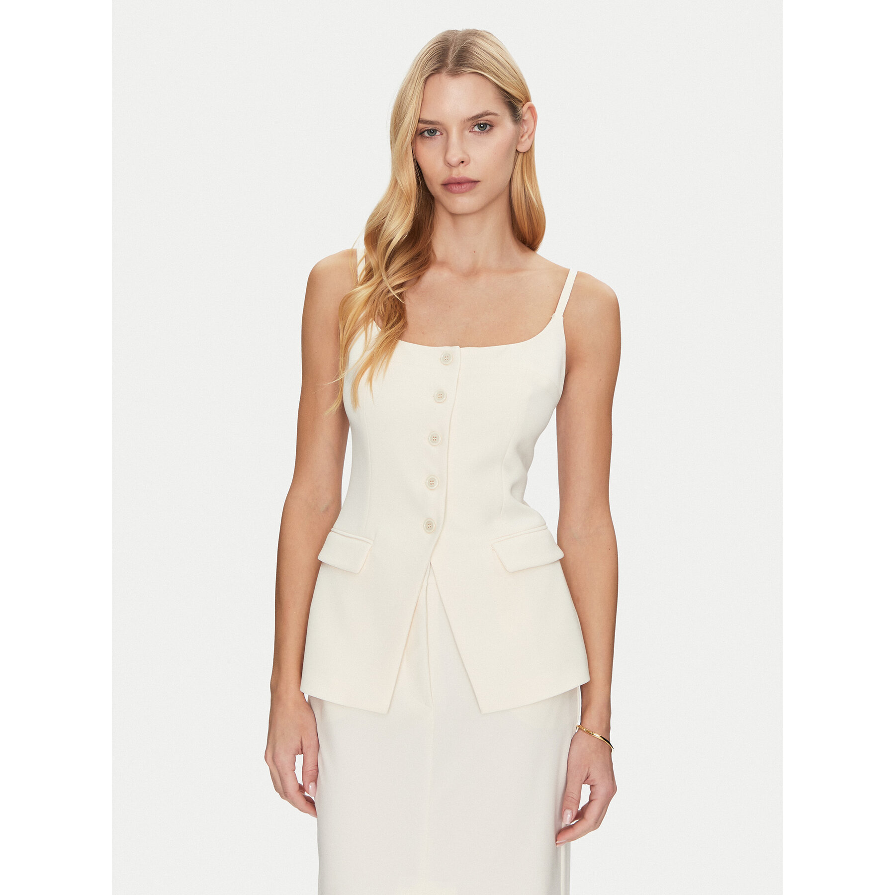 Simona Corsellini Τοπ P25CPTO00801 Μπεζ Slim Fit