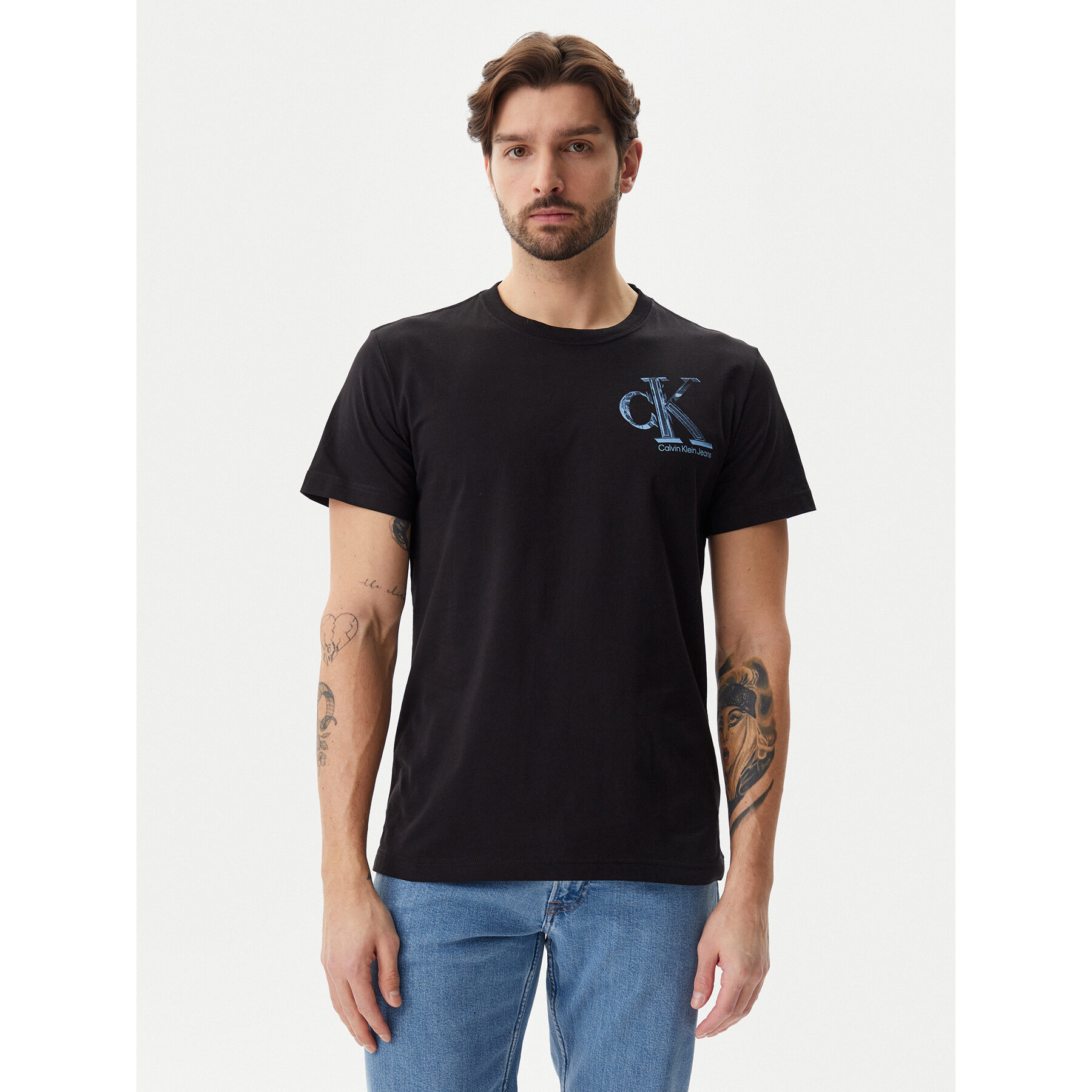 Calvin Klein Jeans Póló Meta Monogram J30J325498 Fekete Regular Fit