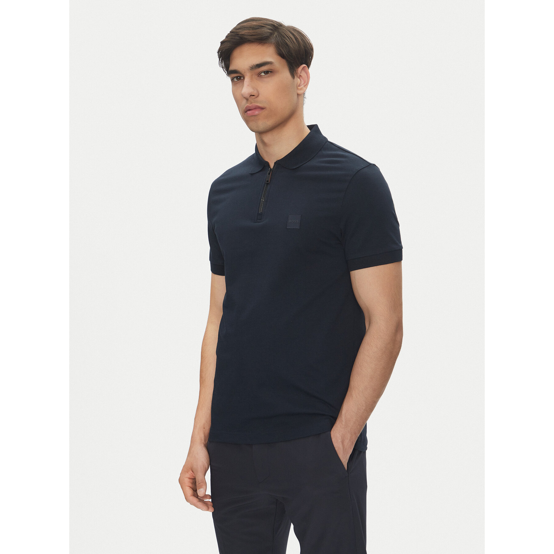 BOSS Pólóing Passerzip 50537507 Sötétkék Slim Fit