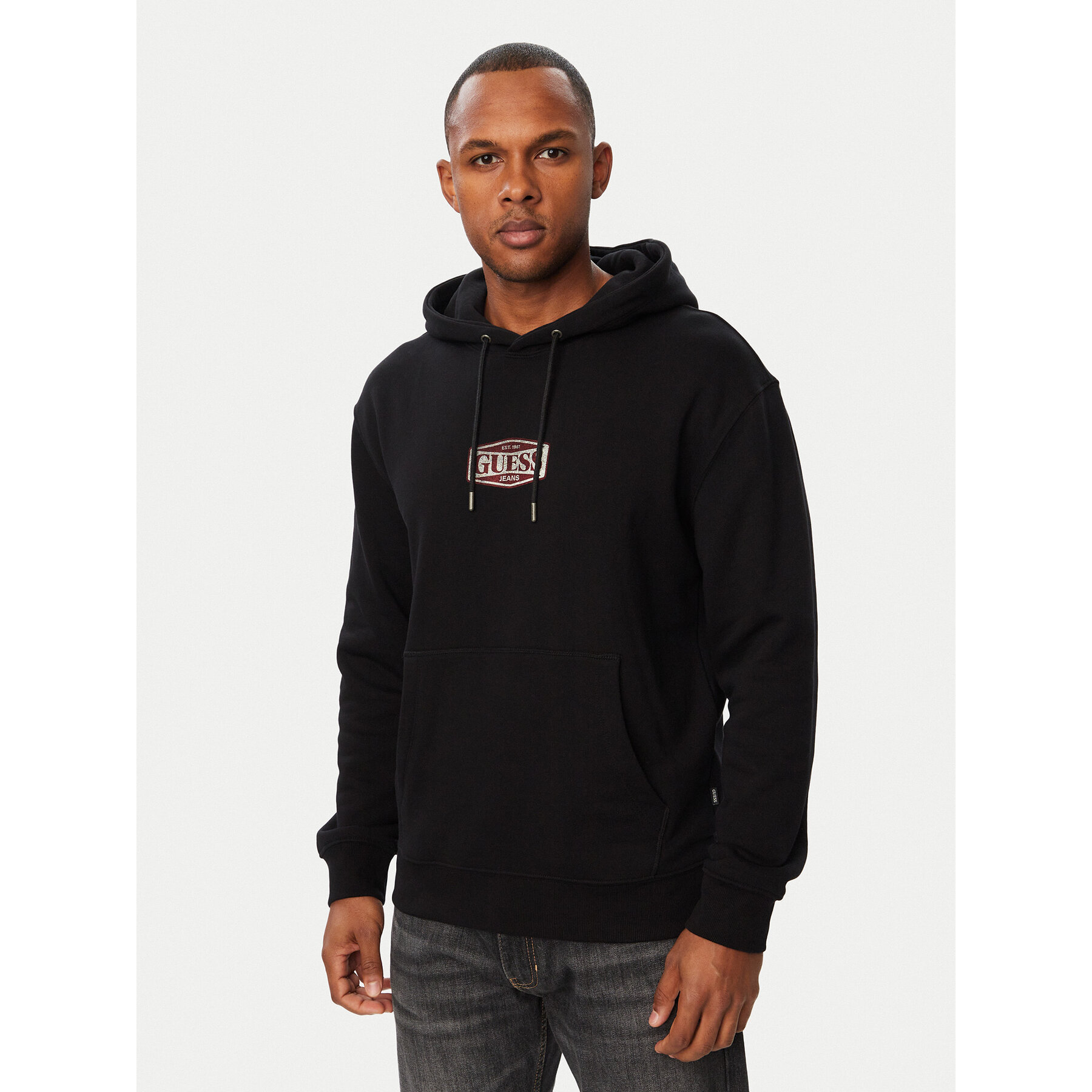 Guess Jeans Sweatshirt M6BQ12 K5459 Schwarz Regular Fit