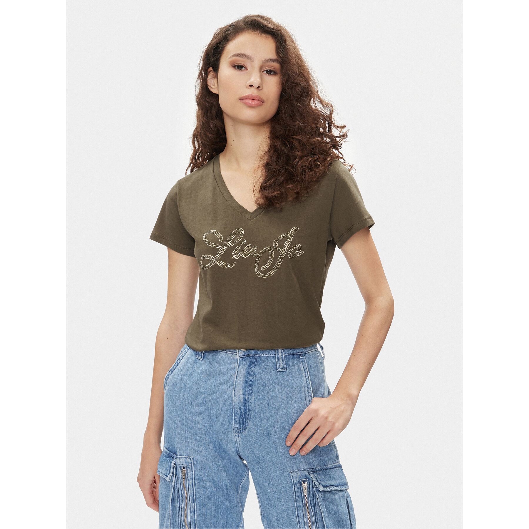 Liu Jo T-Shirt MA4337 JS923 Χακί Regular Fit