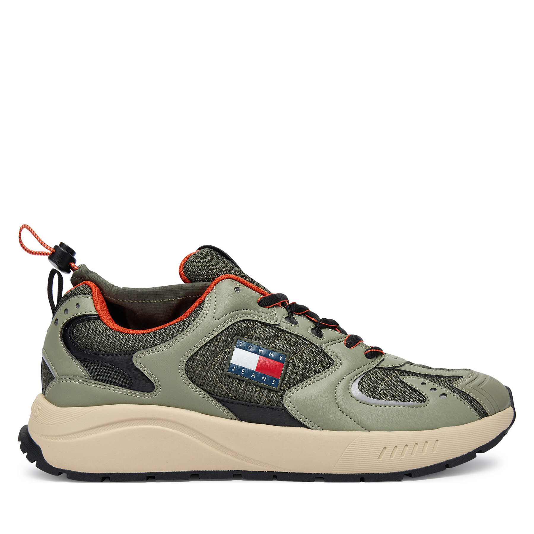 Sneakersy Tommy Jeans Tjm Runner Mix Material EM0EM01620 Kaki