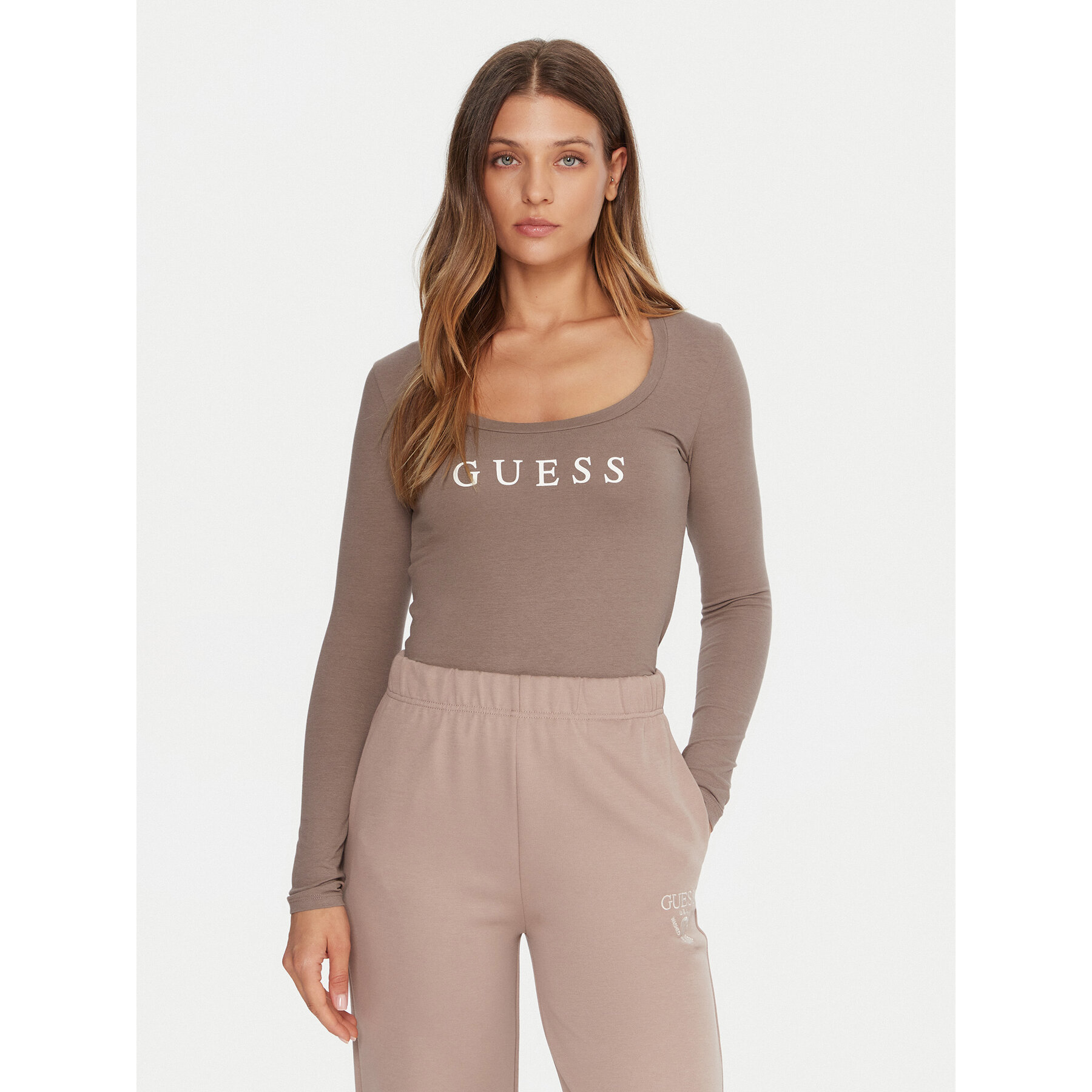 Guess Bluse O5RI00 KBBU1 Beige Regular Fit