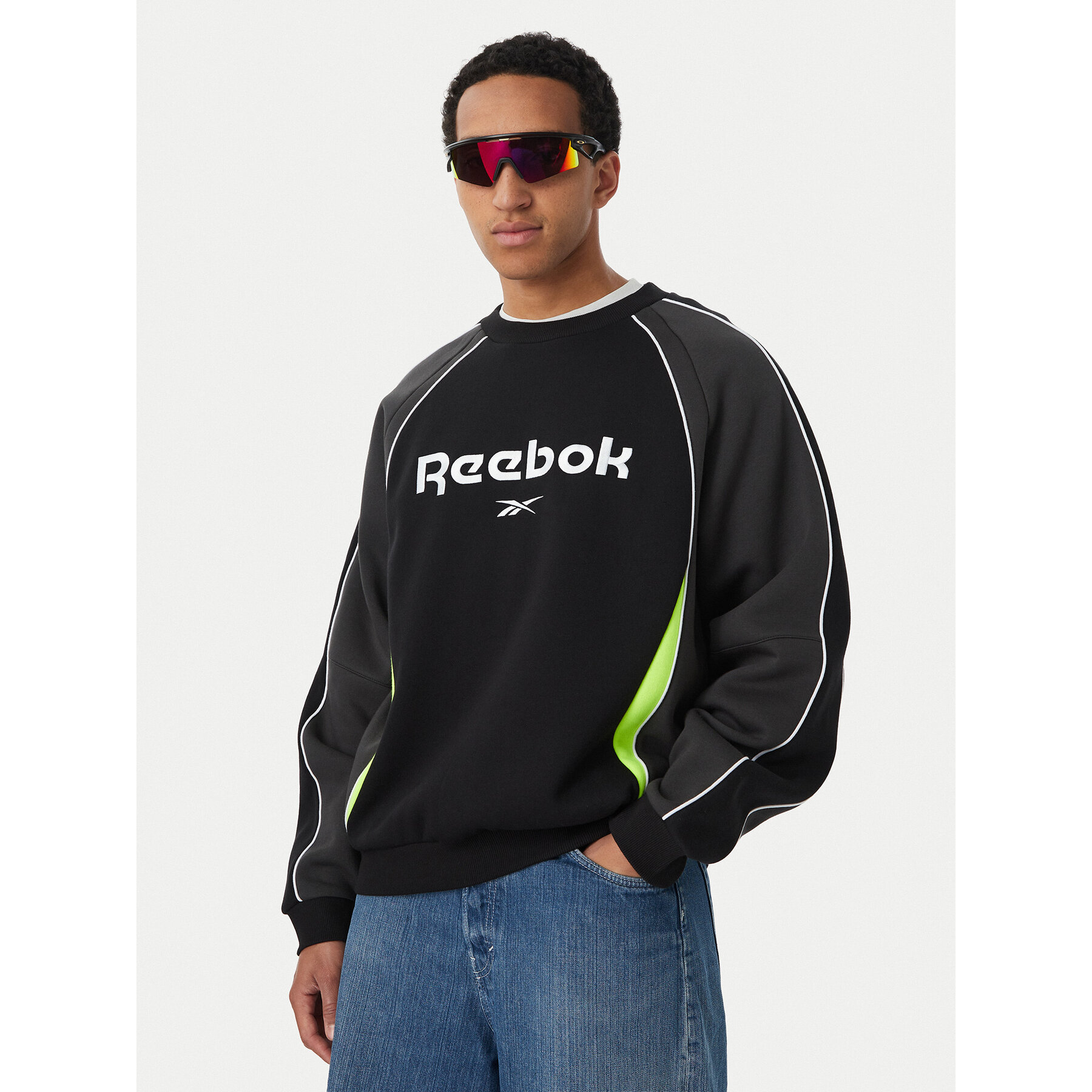 Reebok Majica dugih rukava Tomasz RK25746CCM Crna Regular Fit