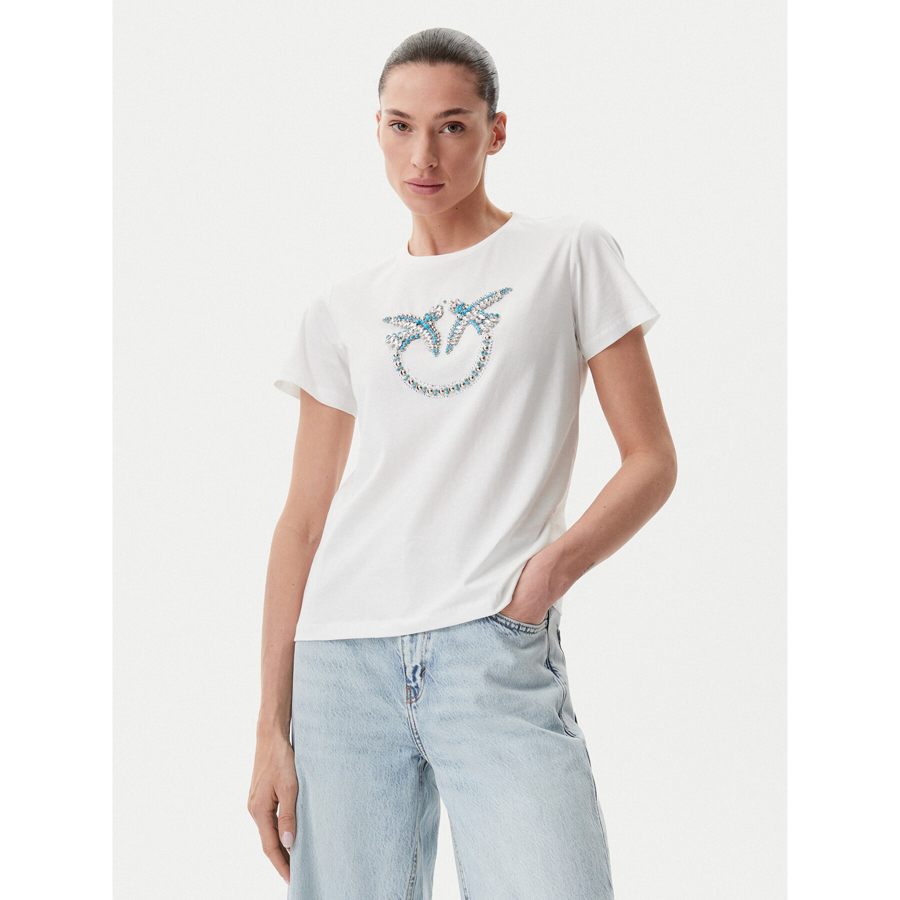 PINKO T-Shirt Quentin 100535 A2G7 Λευκό Regular Fit