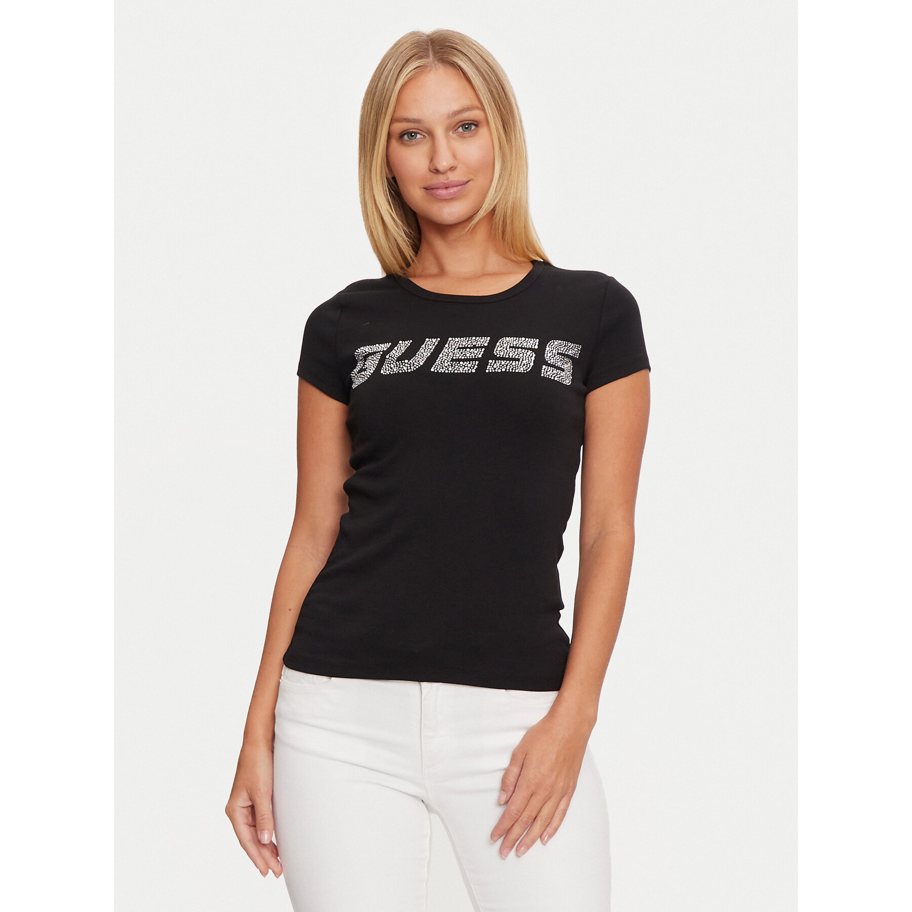 Guess T-Shirt V4BI16 KCIV1 Schwarz Regular Fit