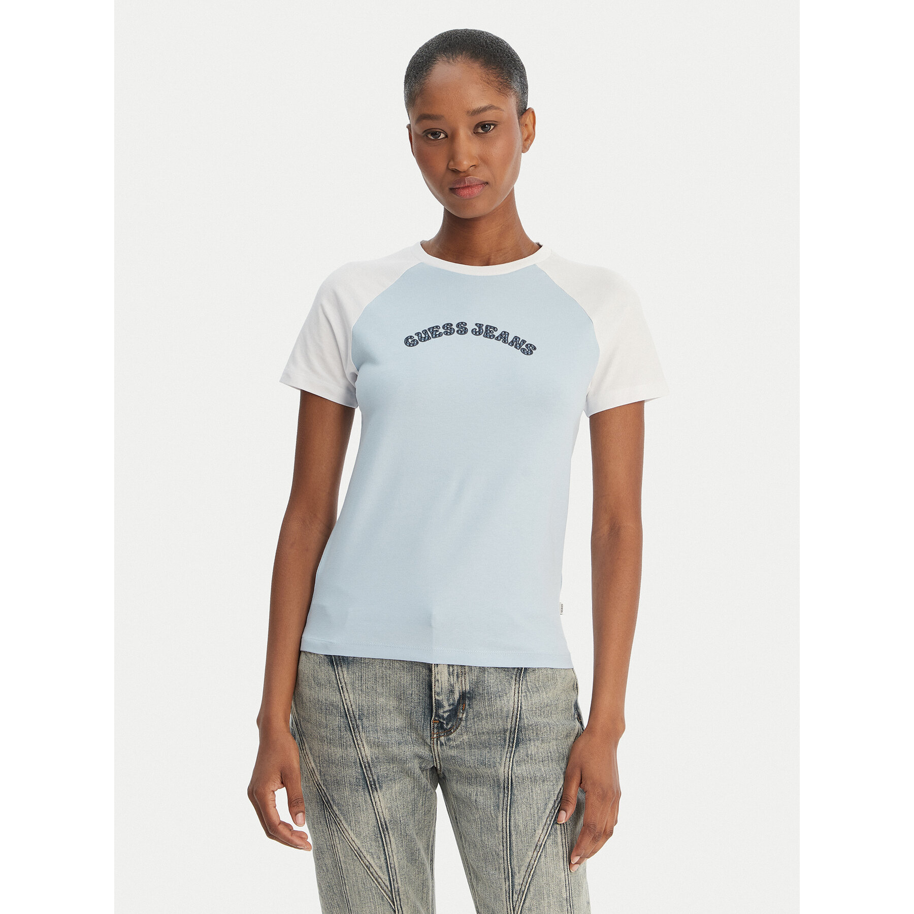 Guess Jeans T-shirt W6GIB0 J1314 Svijetloplava Regular Fit