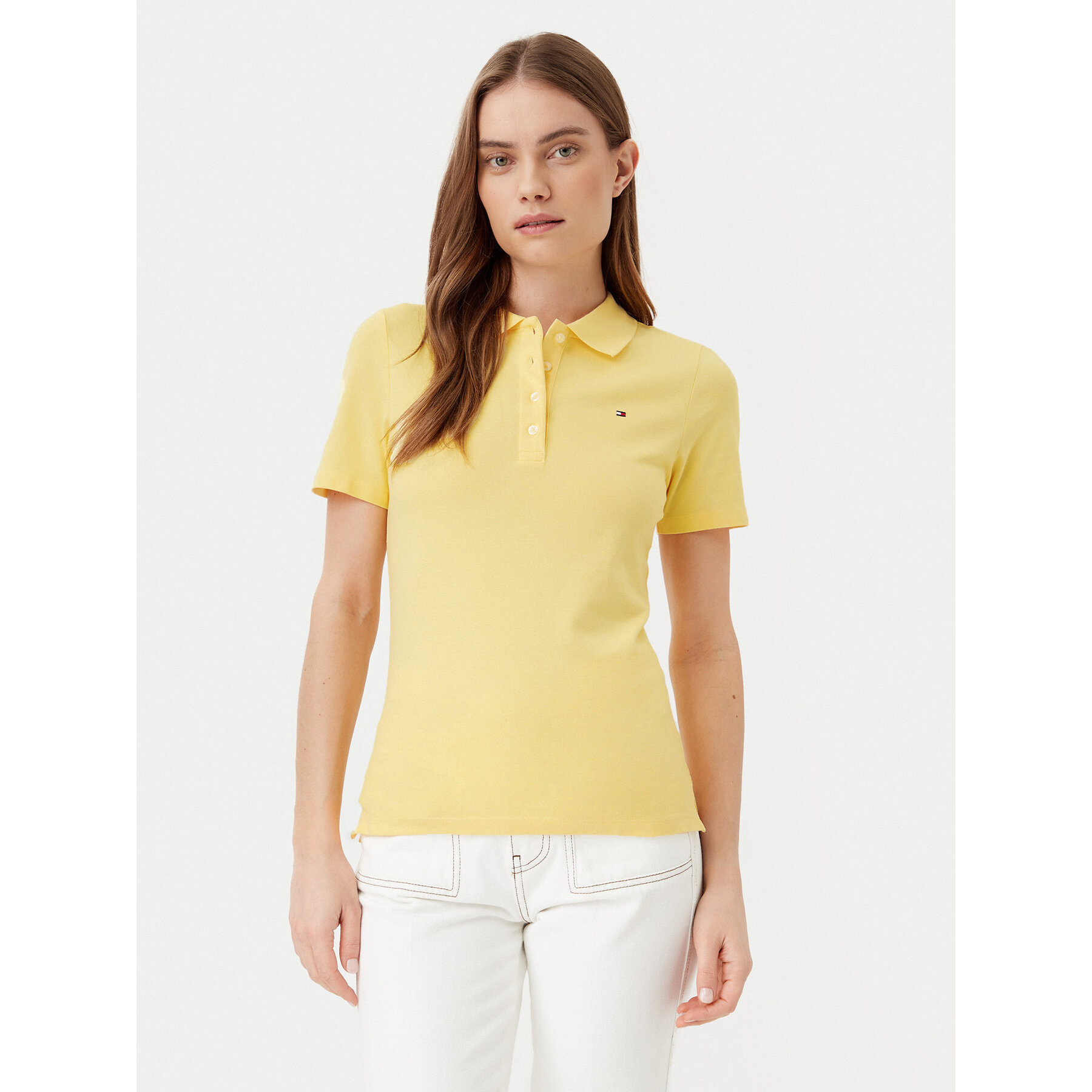 Tommy Hilfiger Polo majica 1985 WW0WW43225 Rumena Slim Fit