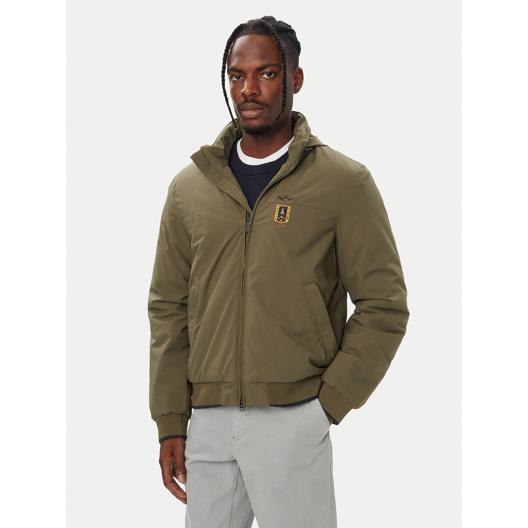 Aeronautica Militare Übergangsjacke 262AB3084UCT04374 Khakifarben Regular Fit