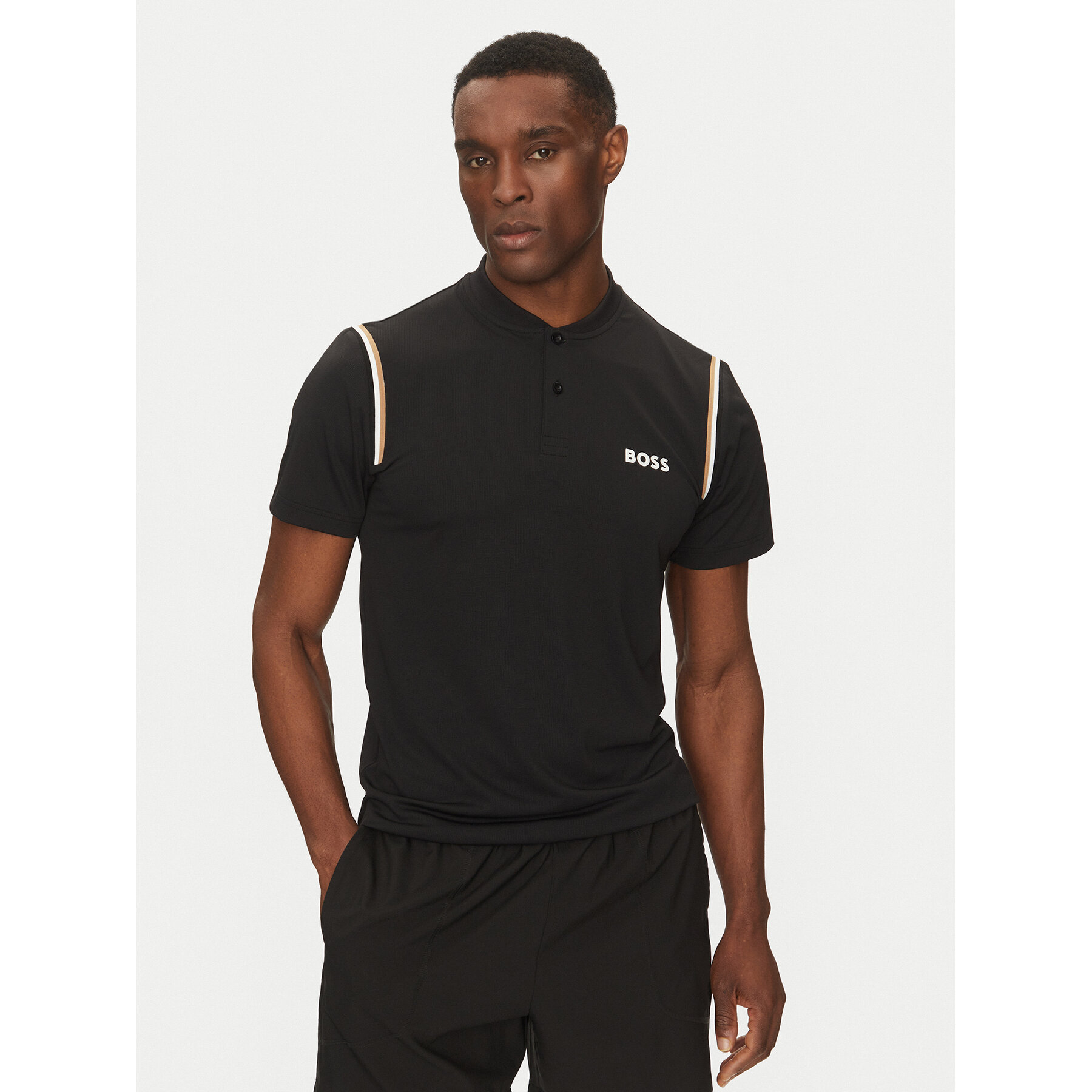 BOSS Pólóing Pariq 50534347 Fekete Slim Fit