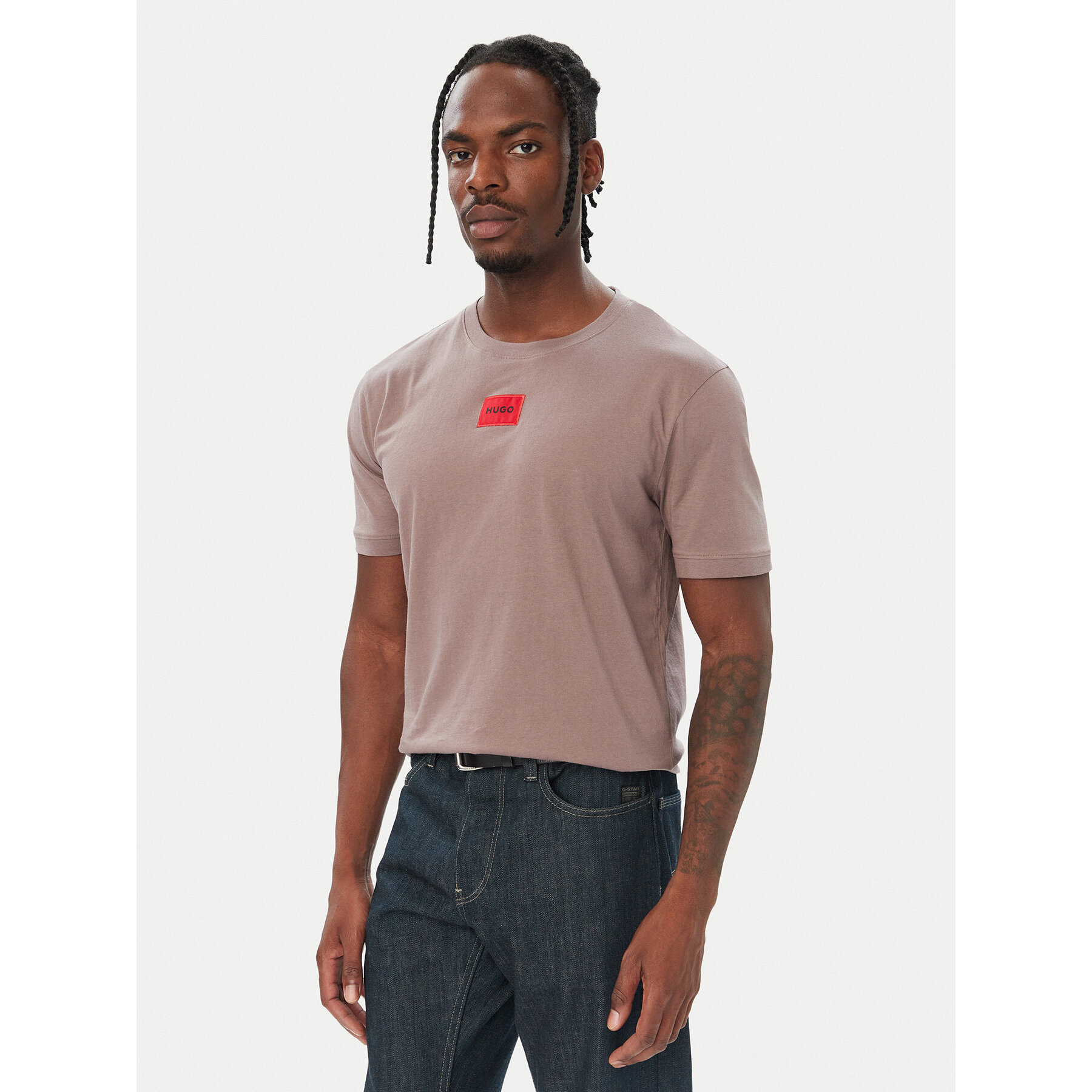 HUGO T-Shirt Diragolino212 50447978 Braun Regular Fit