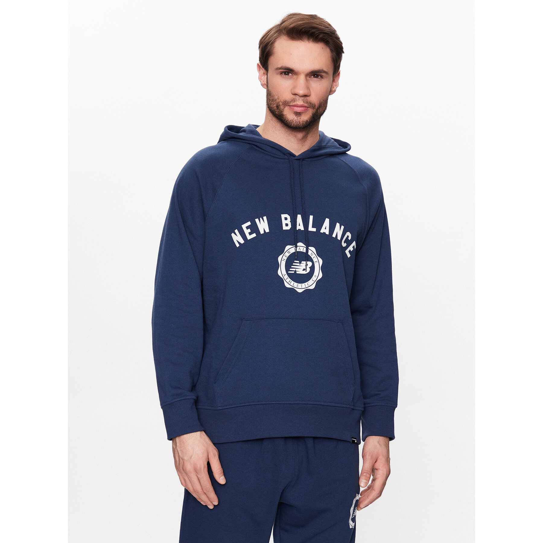 New Balance Sweatshirt Dukserica Sport Seasonal French Terry MT31901 Dunkelblau Relaxed Fit