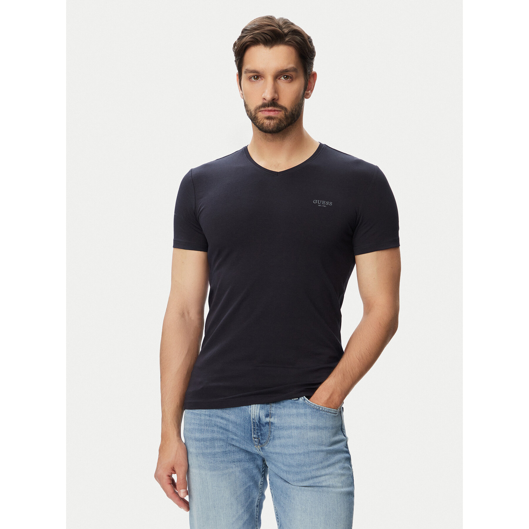 Guess T-shirt M6YI32 K3735 Tamnoplava Extra Slim Fit
