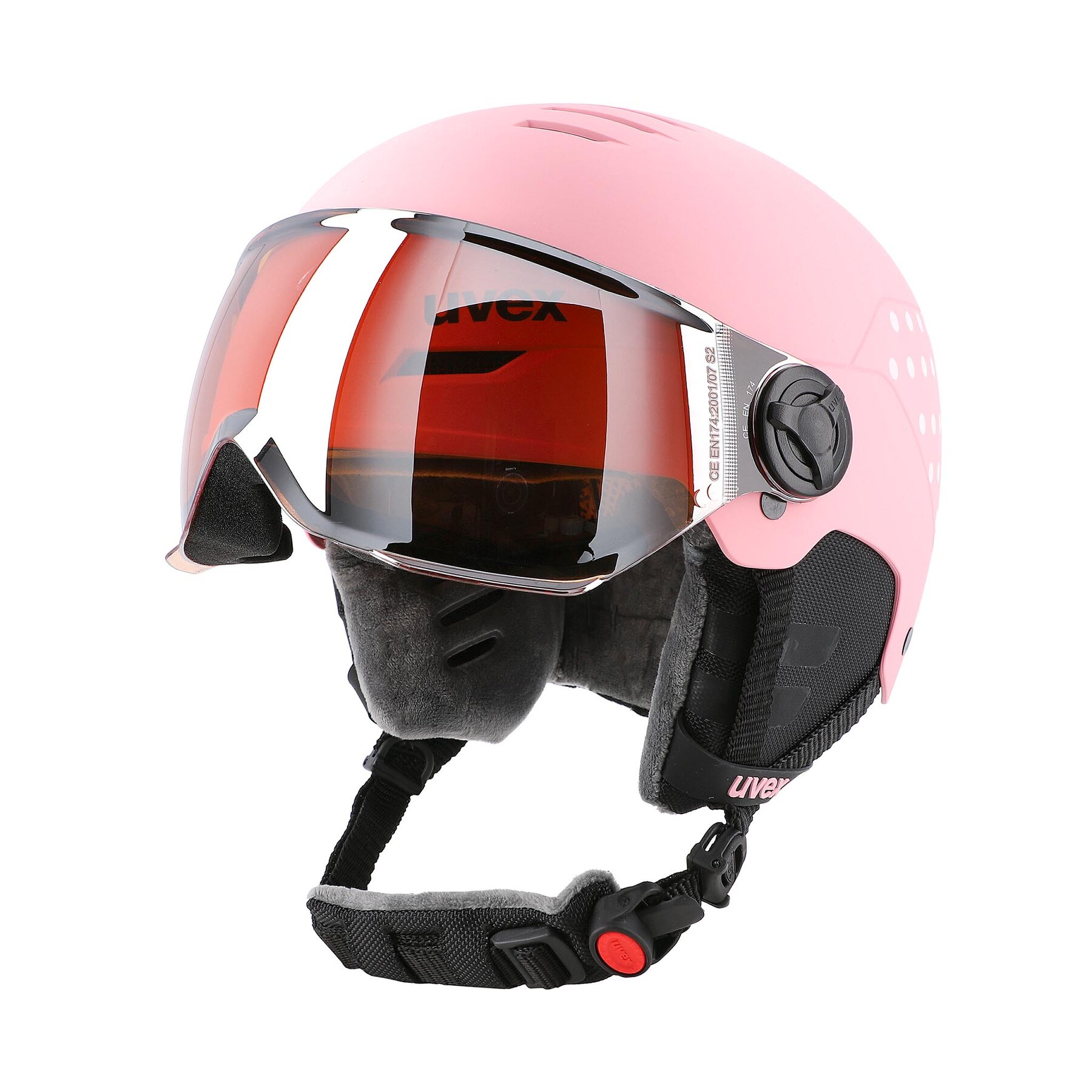 Smučarska čelada Uvex Rocket Jr Visor 56626350 Pink Conf M