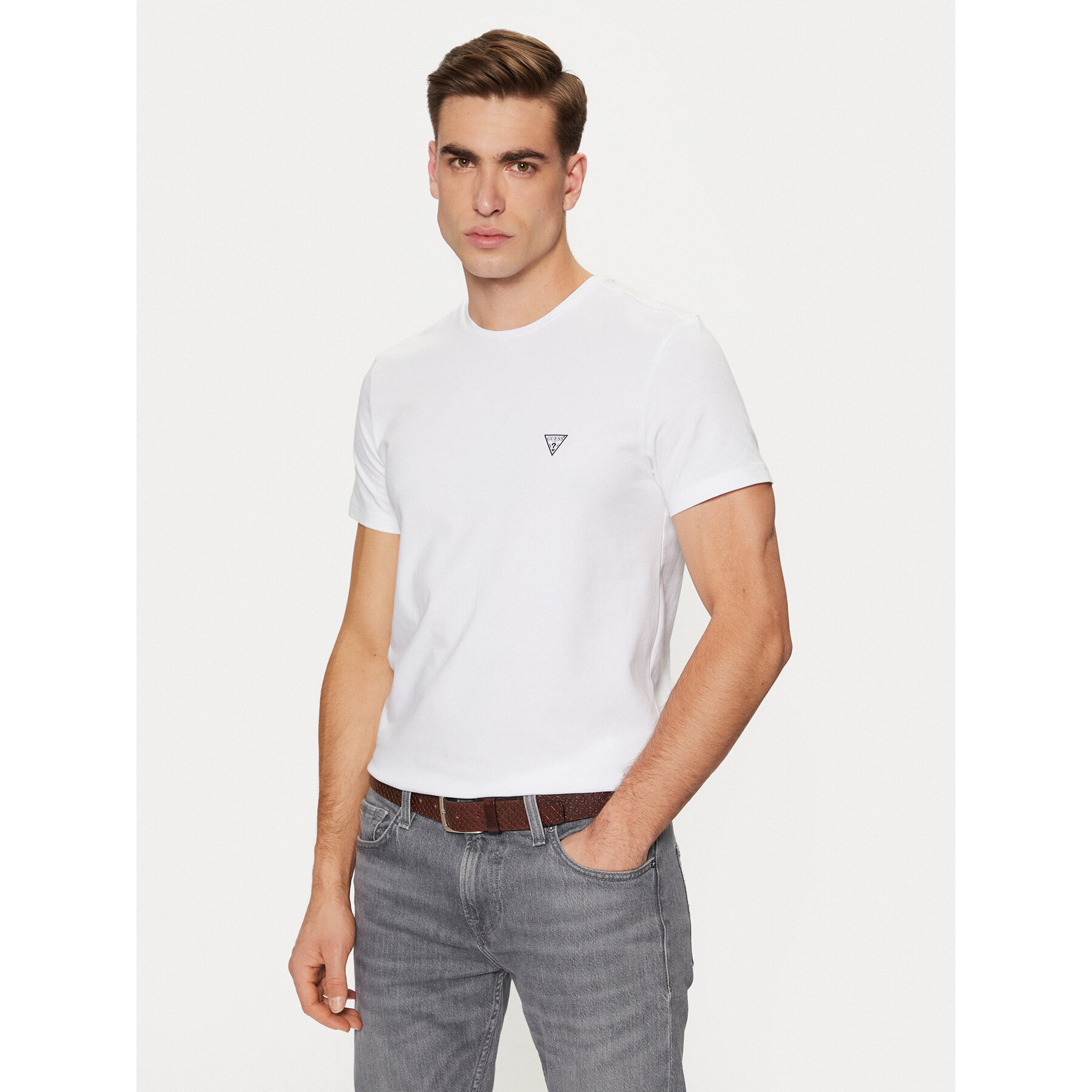 Guess T-shirt Caleb U97M00 KCD31 Bijela Slim Fit
