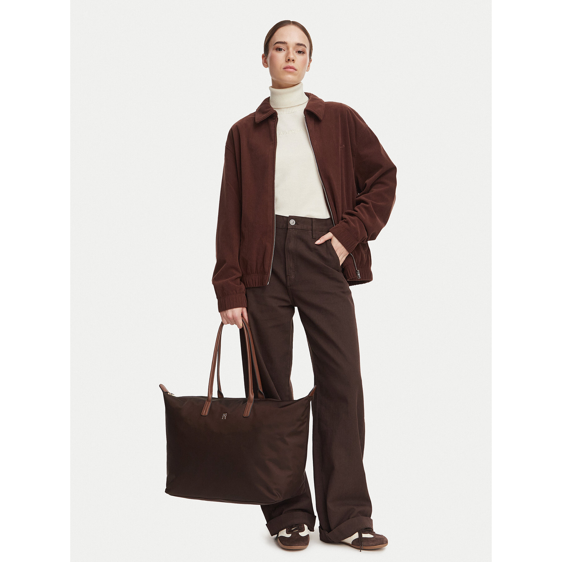 Geantă Tommy Hilfiger Popette Maxi Tote AW0AW17996 Maro