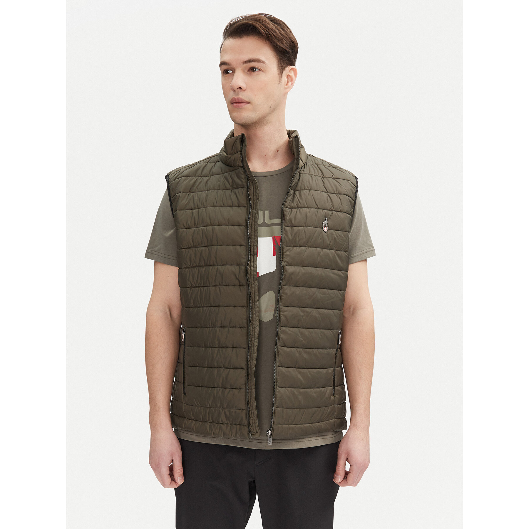 Aulp Weste Mocco Khakifarben Slim Fit