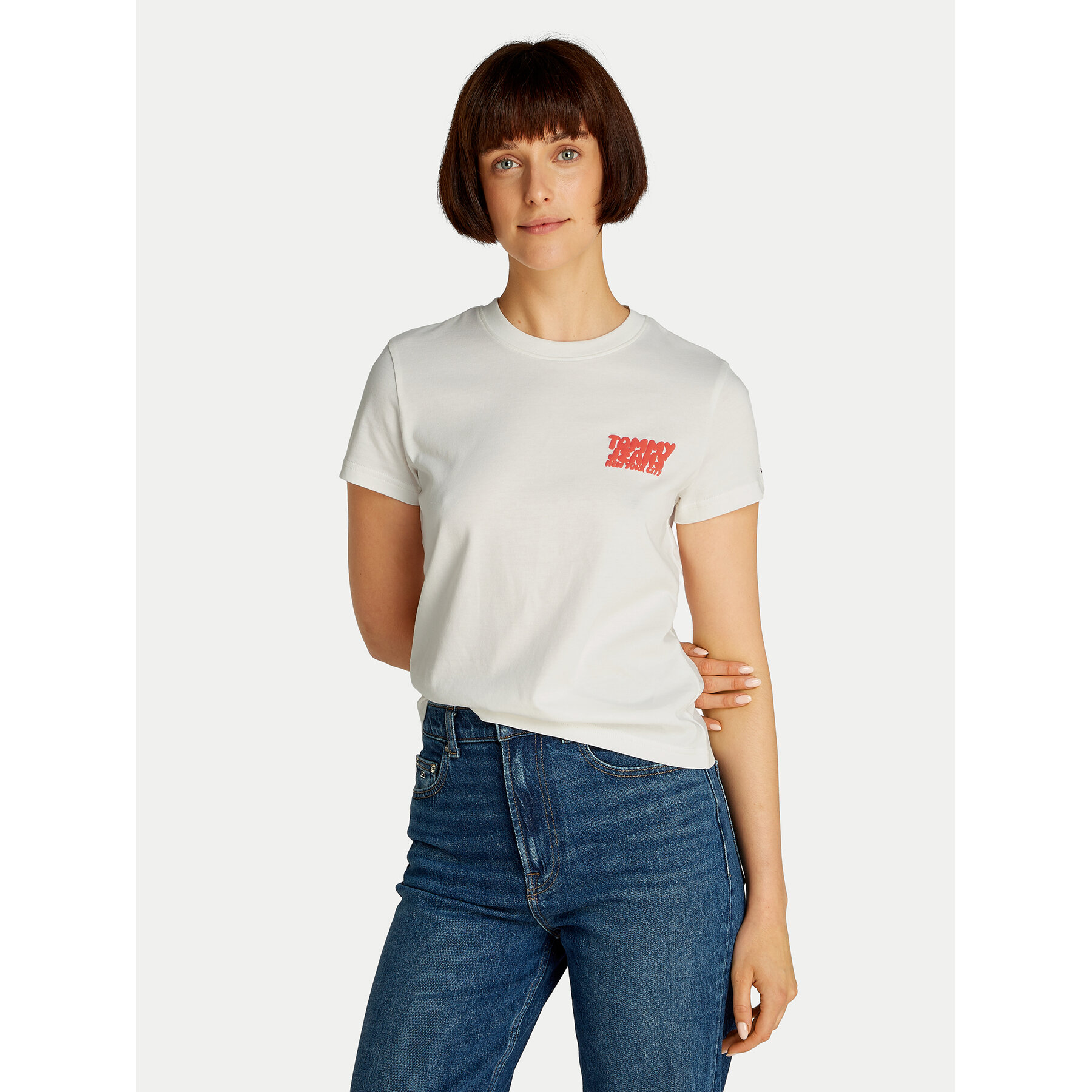 Tommy Jeans Póló Bubble DW0DW21338 Fehér Regular Fit