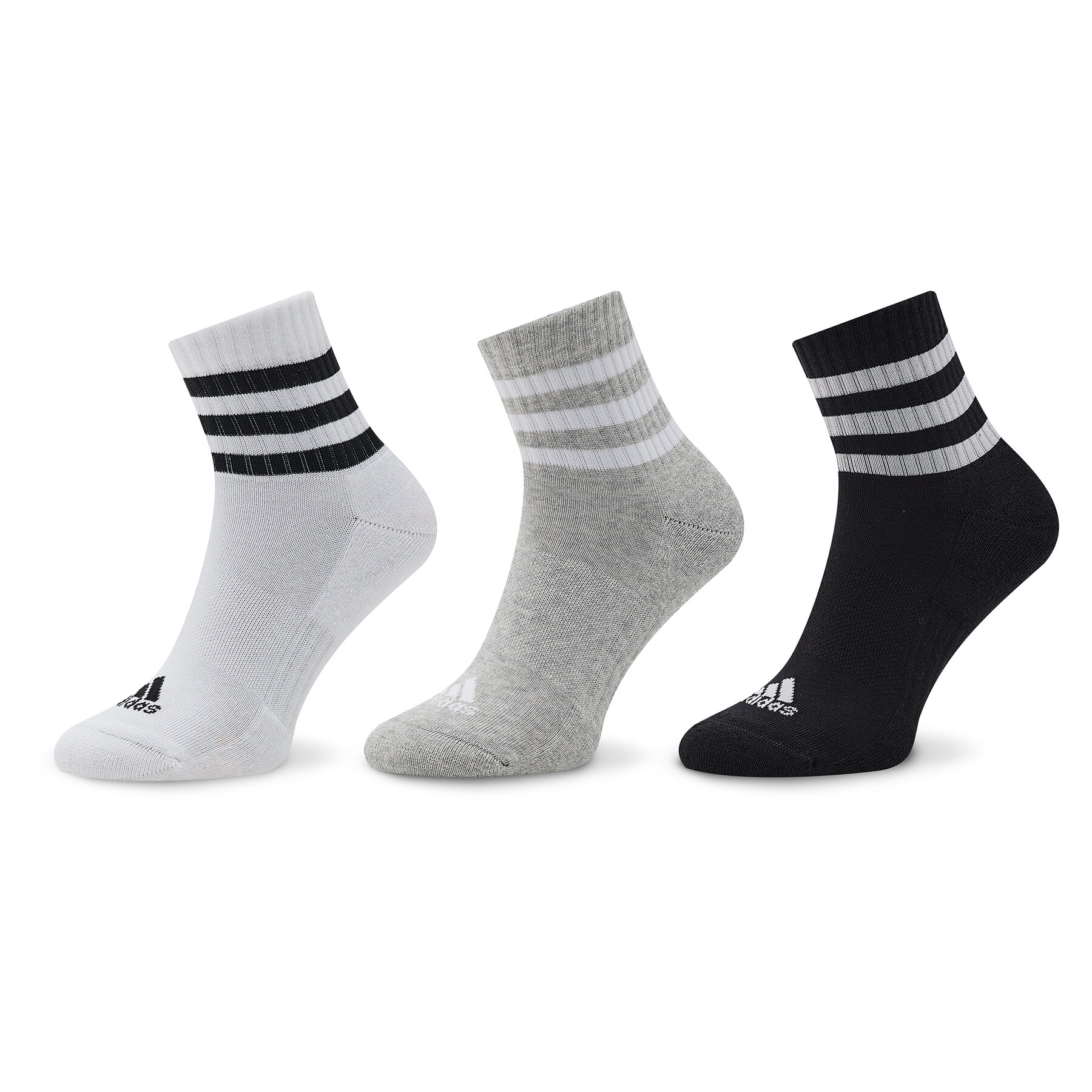 Κάλτσες Κοντές Unisex adidas 3-Stripes Cushioned Sportswear Mid-Cut Socks 3 Pairs IC1318 Γκρι