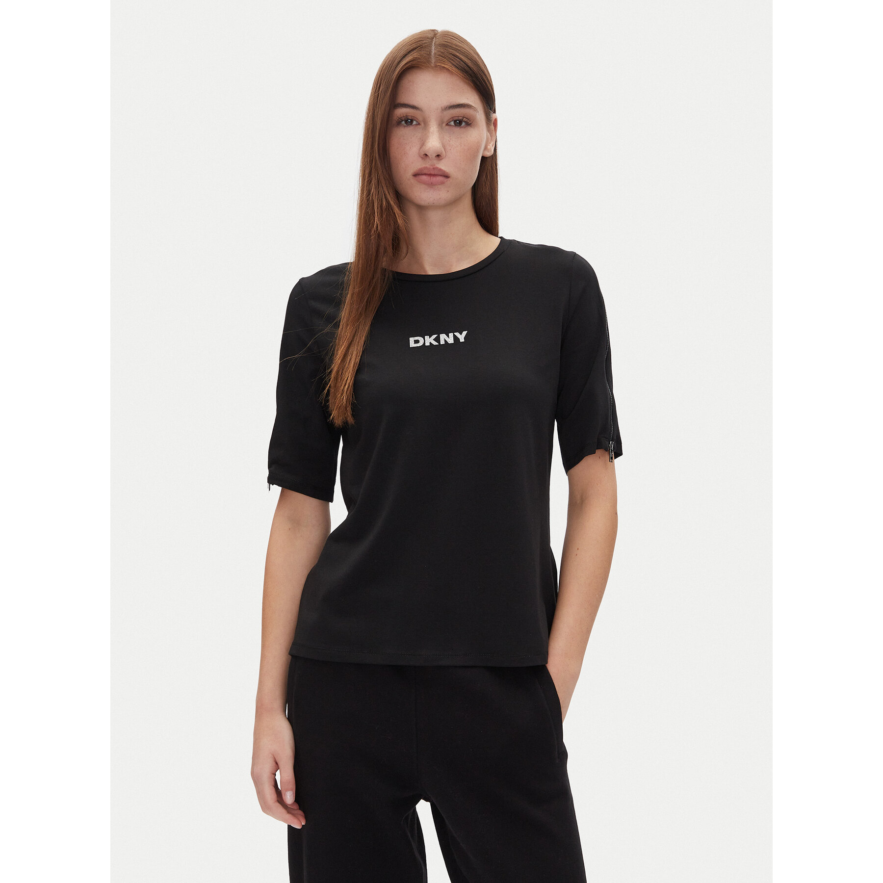 DKNY Póló P4JHBRJQ Fekete Regular Fit