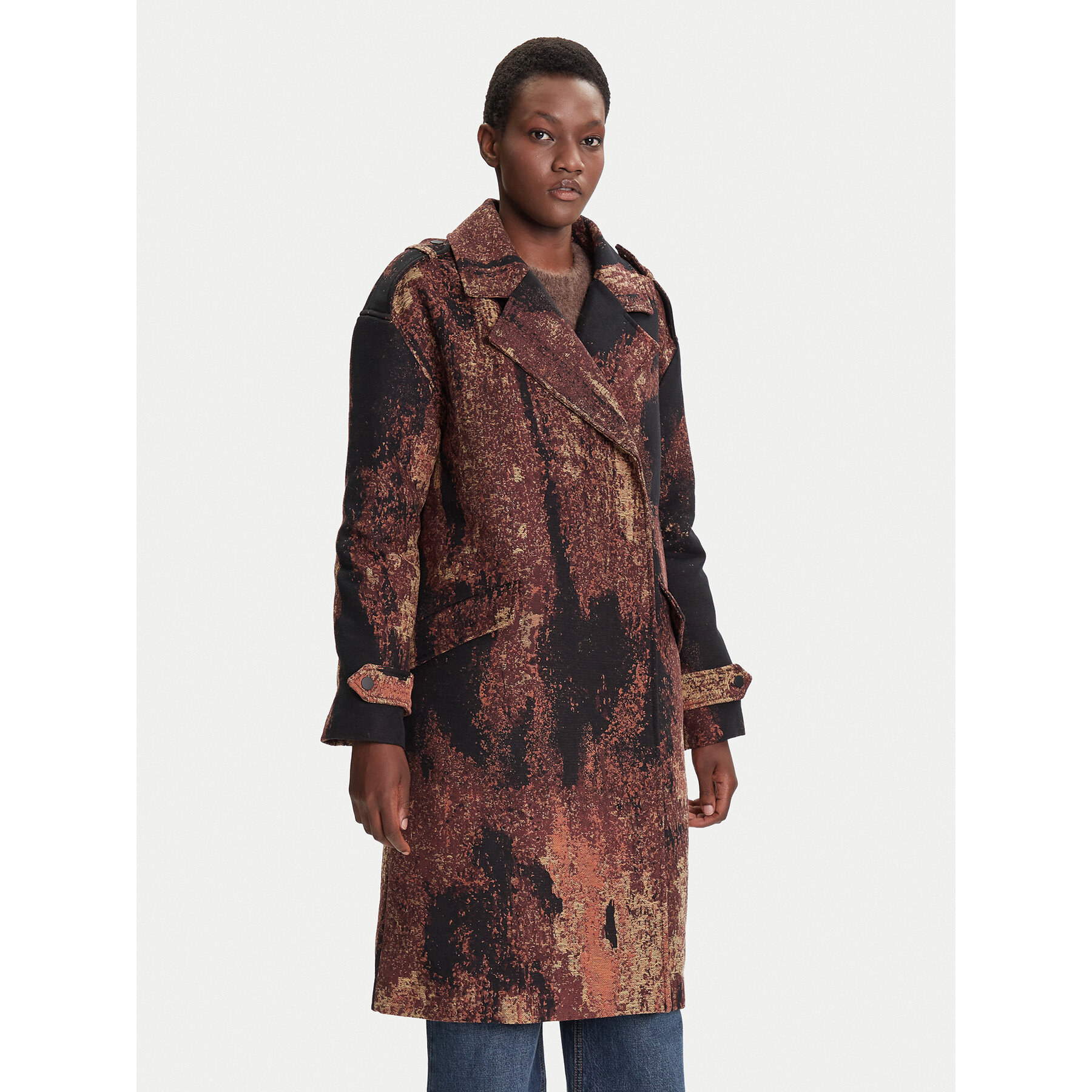 Desigual Übergangsmantel Brushed Lacroix 25WWEW05 Braun Loose Fit