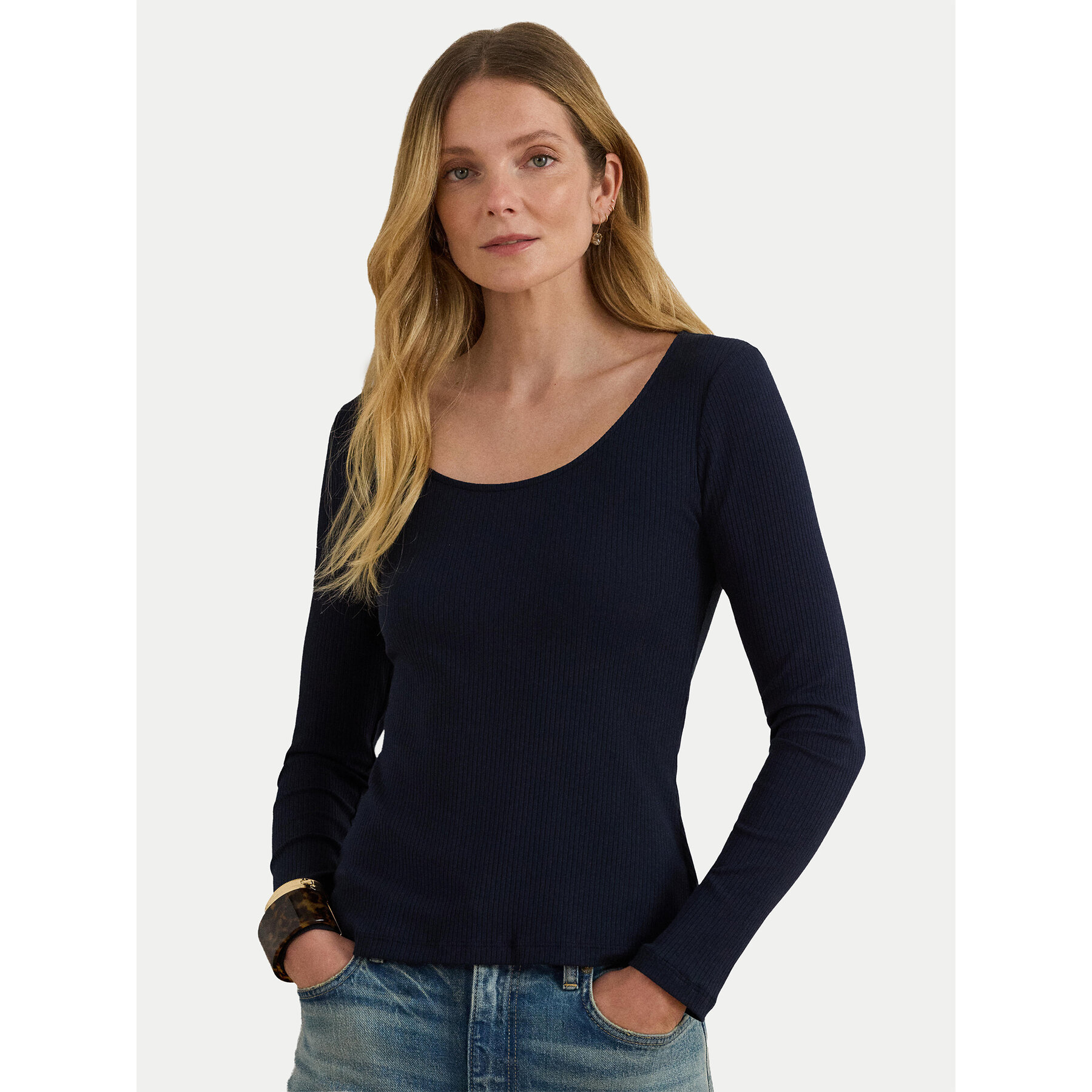 LAUREN RALPH LAUREN Bluse 200980145002 Dunkelblau Slim Fit