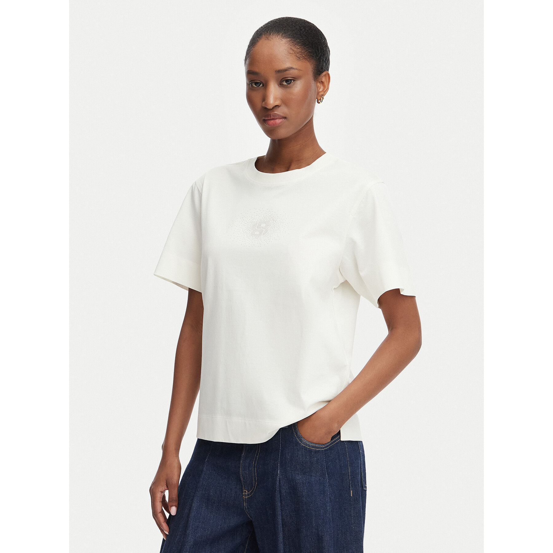 BOSS T-shirt Elpha 50567045 Krem Regular Fit
