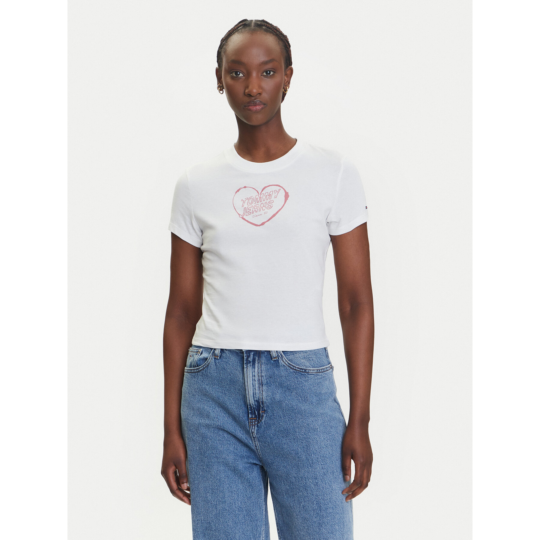 Tommy Jeans Póló Heart DW0DW21390 Fehér Slim Fit