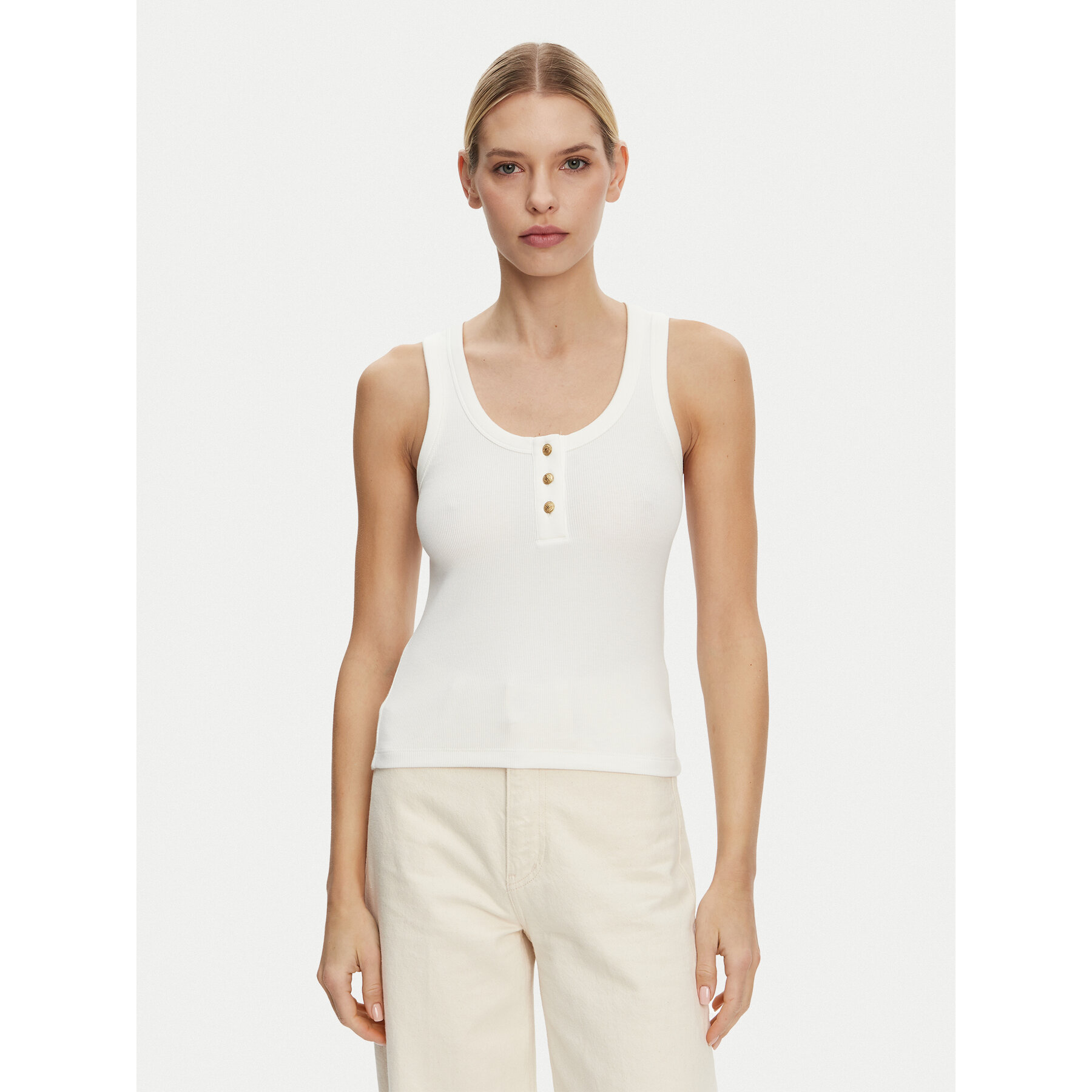 Tommy Hilfiger Τοπ Henley WW0WW43920 Λευκό Slim Fit