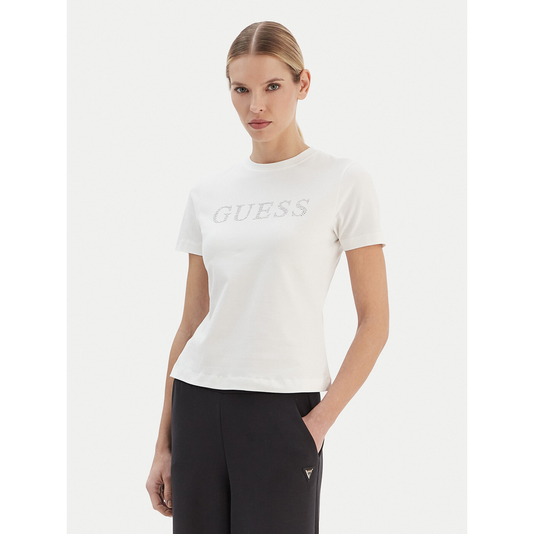 Guess T-Shirt V6RI20 J1314 Λευκό Regular Fit