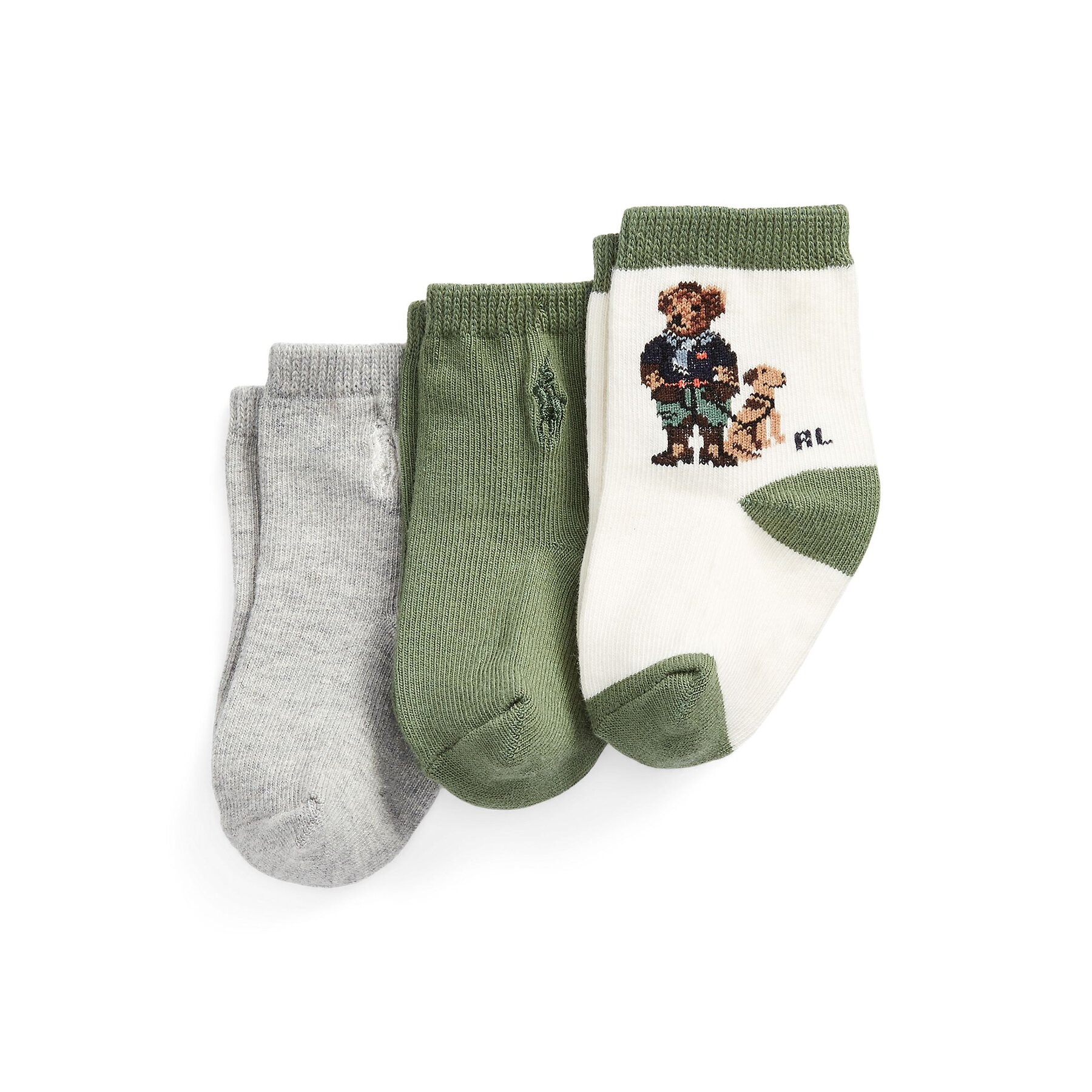 

Набір 3 пар високих дитячих шкарпеток Polo Ralph Lauren 441896729001 Green/Cream, Кольоровий