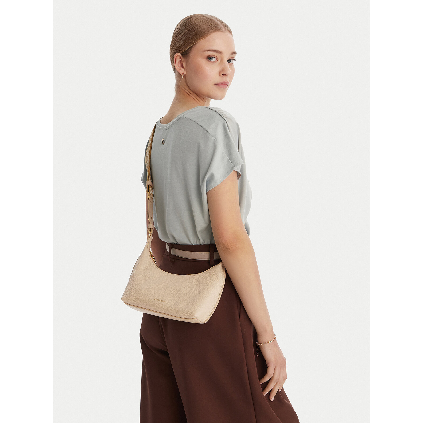 Geantă Coccinelle UF8 Coccinellesuri E5 U8F 55 01 01 Bej