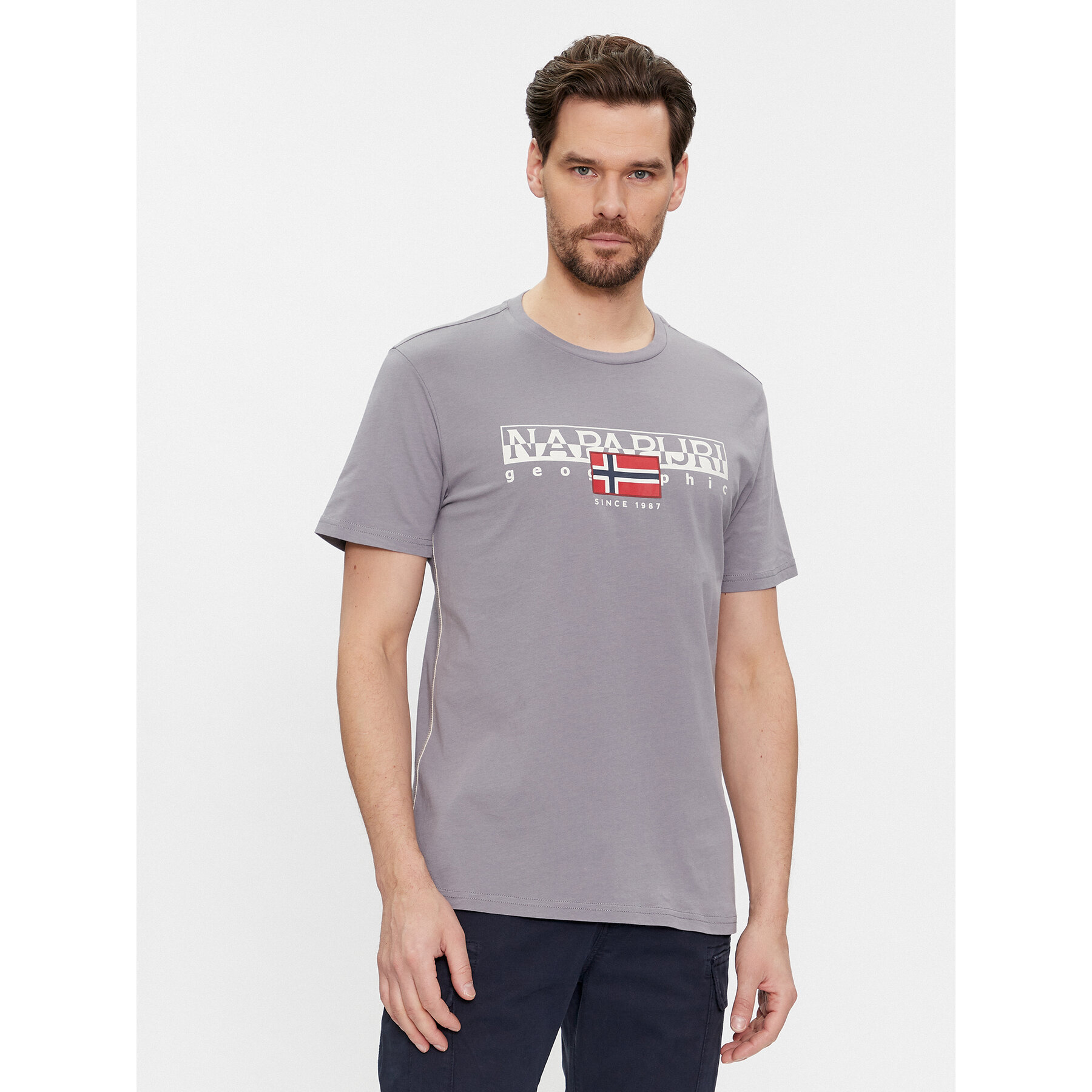Napapijri T-shirt S-Aylmer NP0A4HTO Grigio Regular Fit