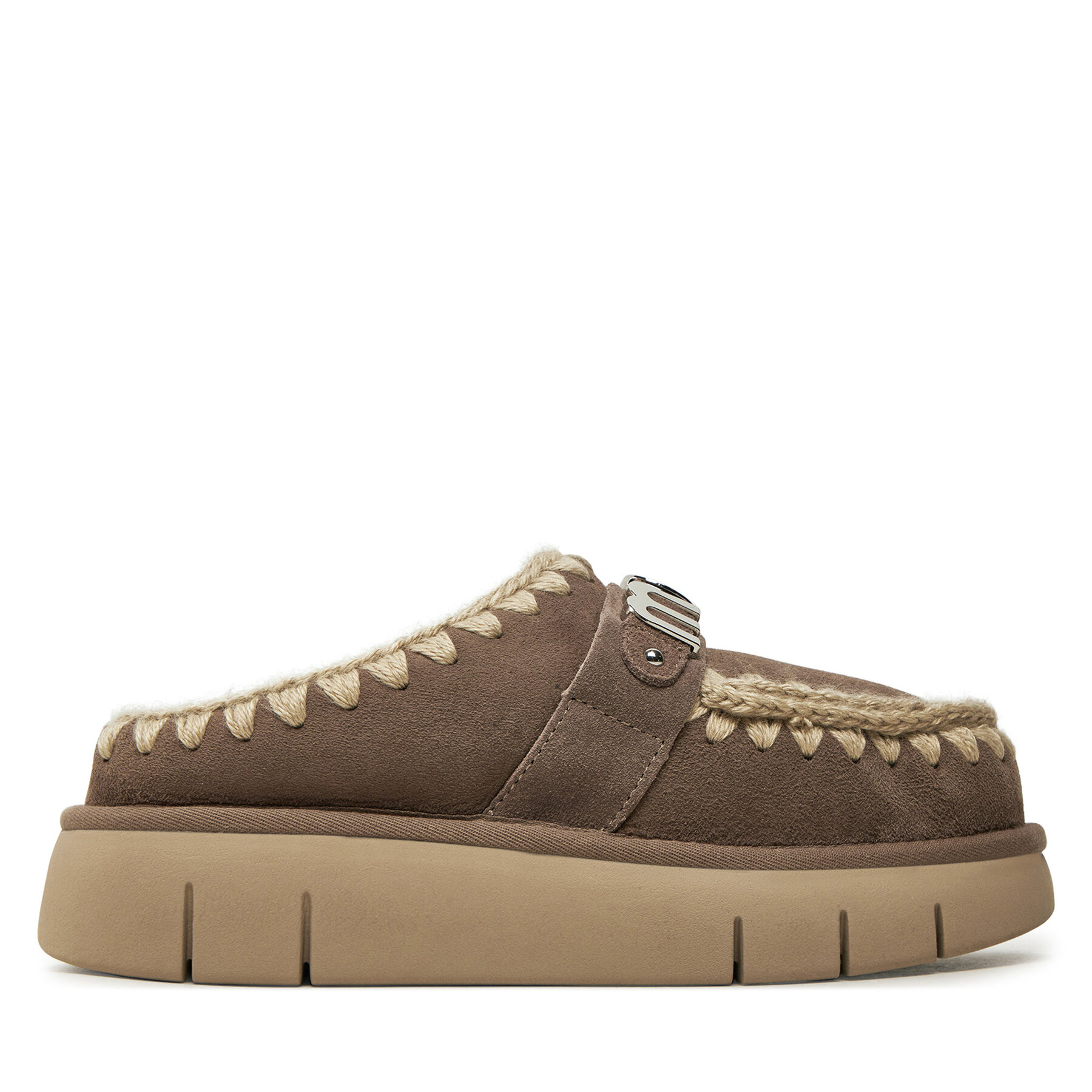 Papuče Mou Bounce Clog Metal Logo FW531001A Hnedá