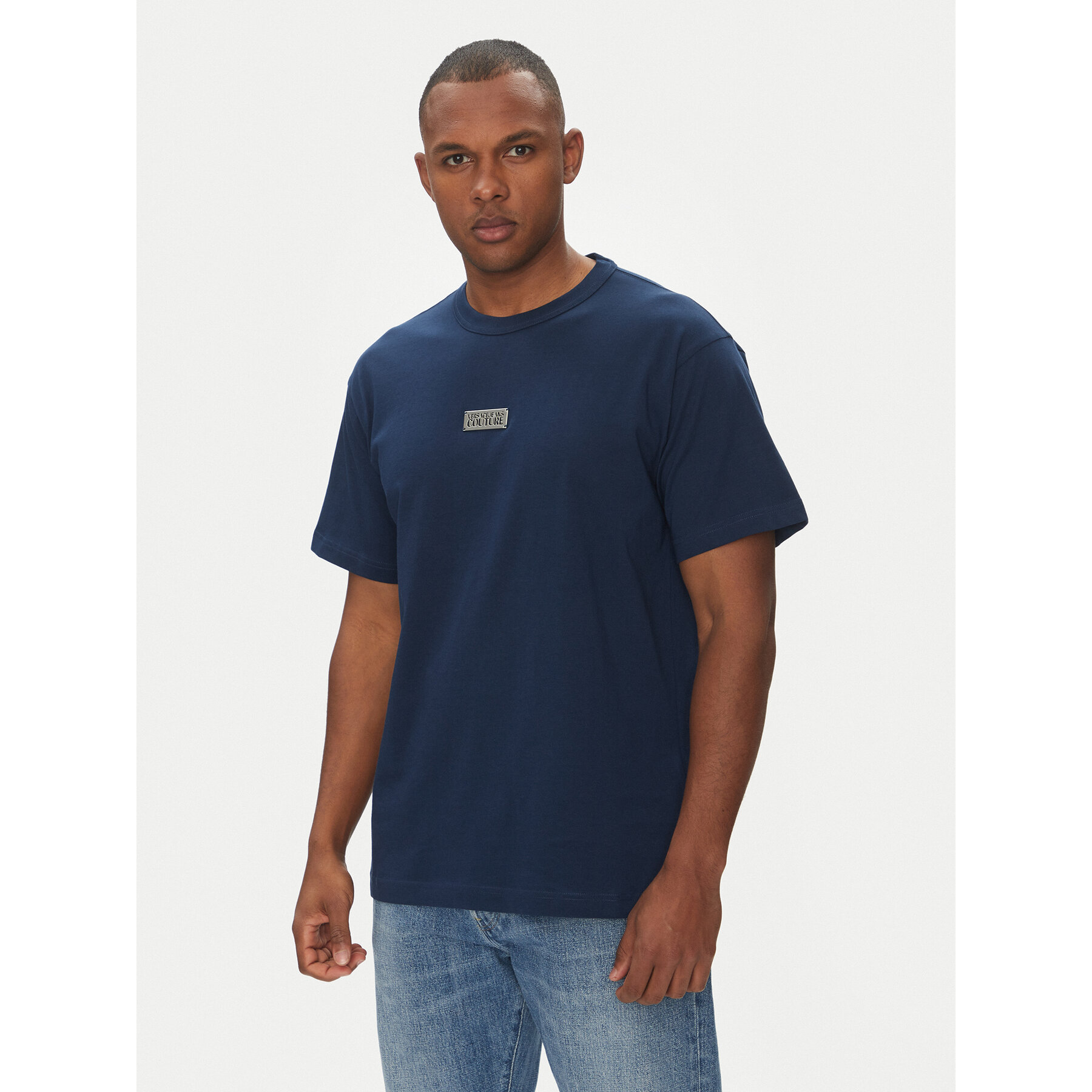 Versace Jeans Couture T-shirt 78GAHT08 Blu scuro Regular Fit