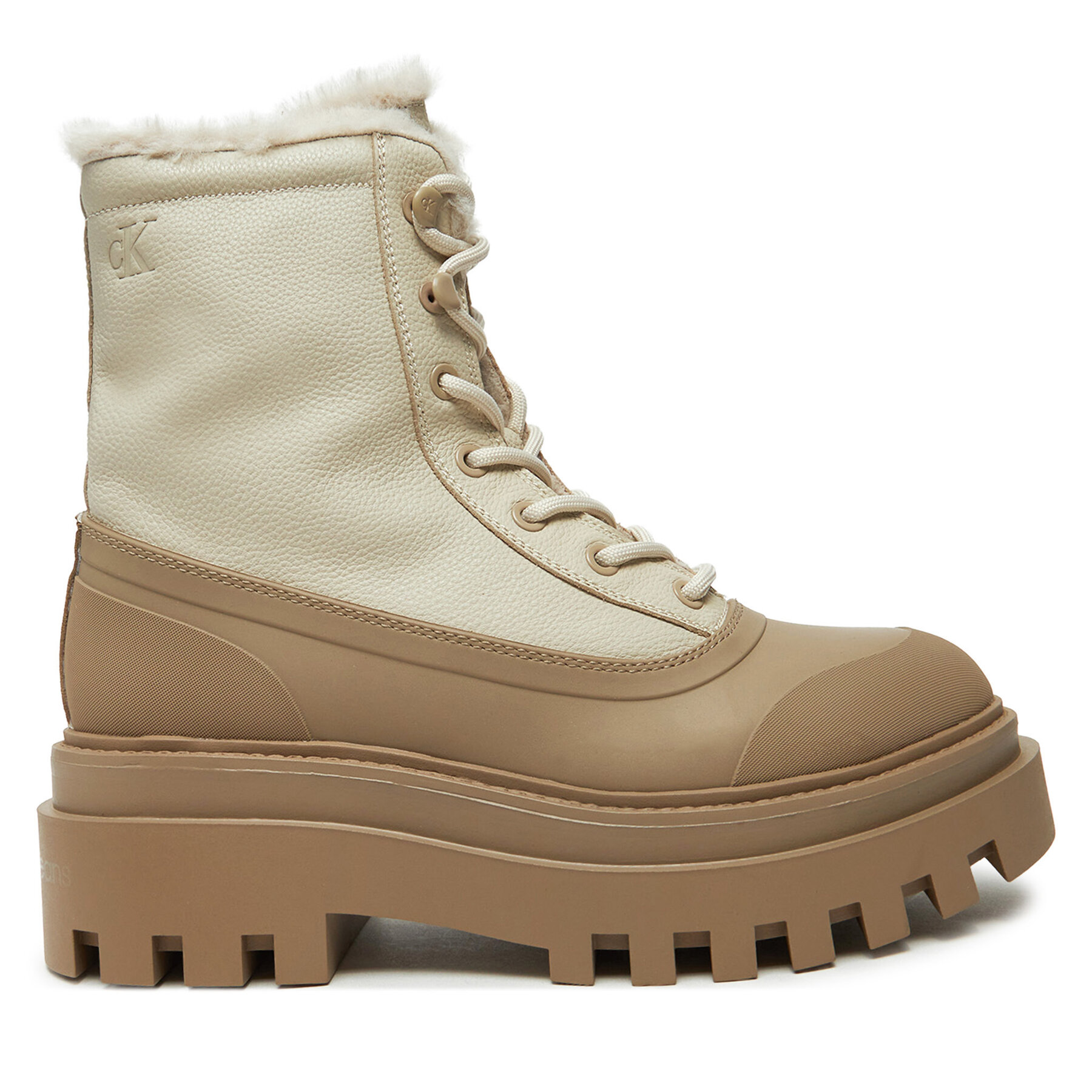 Trappers Calvin Klein Jeans Flatform Lace Up Boot Padded YW0YW01557 Bej