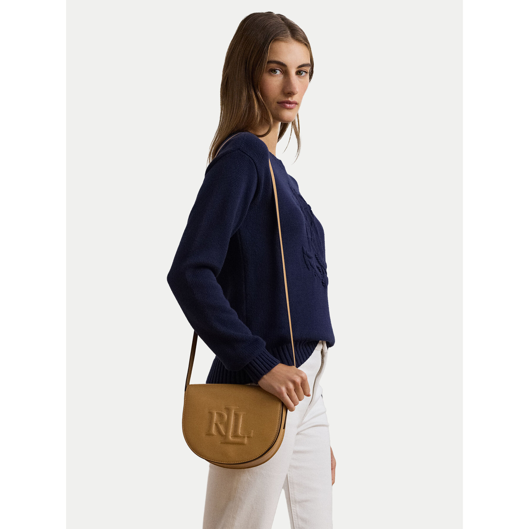 Táska LAUREN RALPH LAUREN Witley Leather Medium Embossed Logo Crossbody Bag 431950130008 Barna
