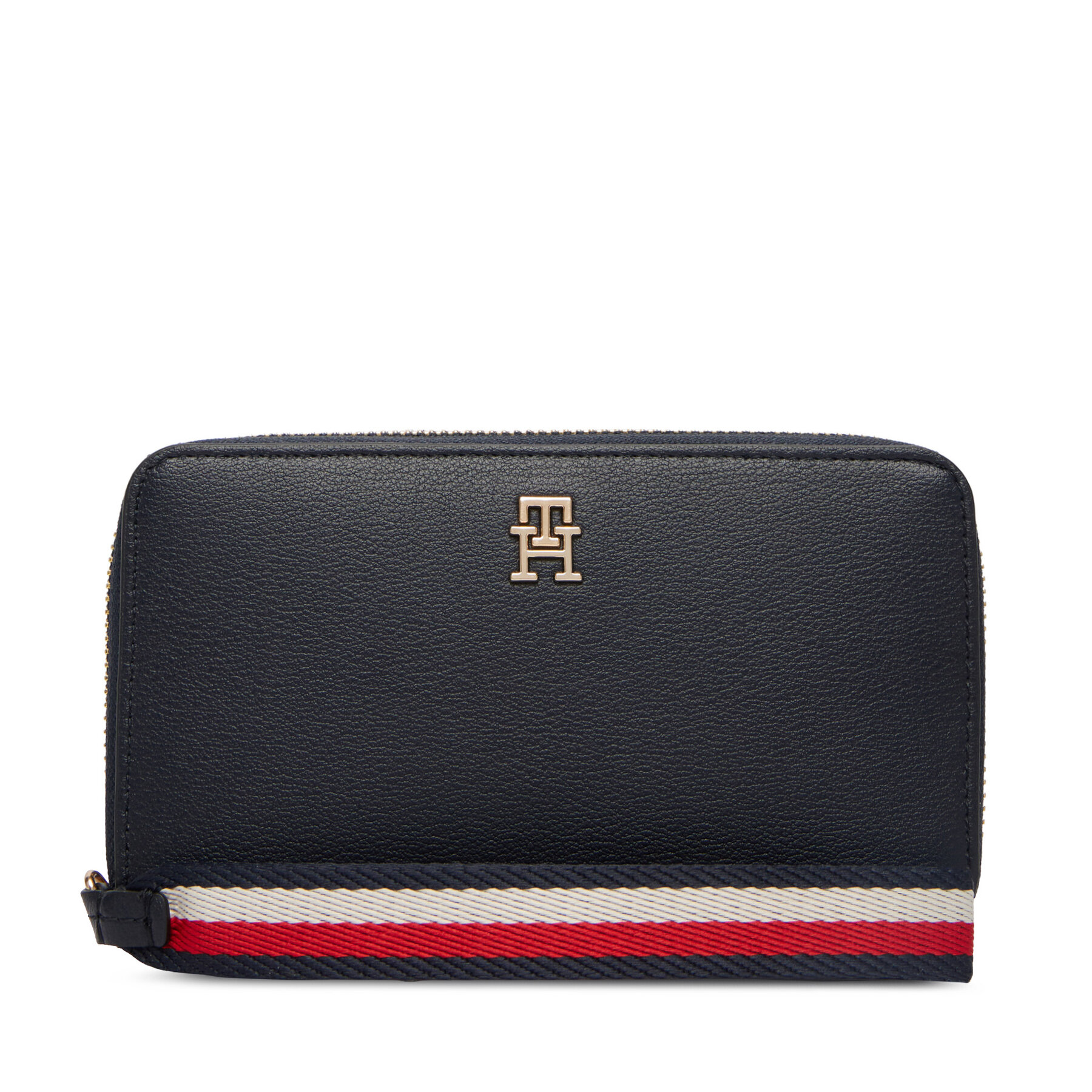 Novčanik Tommy Hilfiger Th Logotape Compact Zip Around AW0AW18699 Tamnoplava