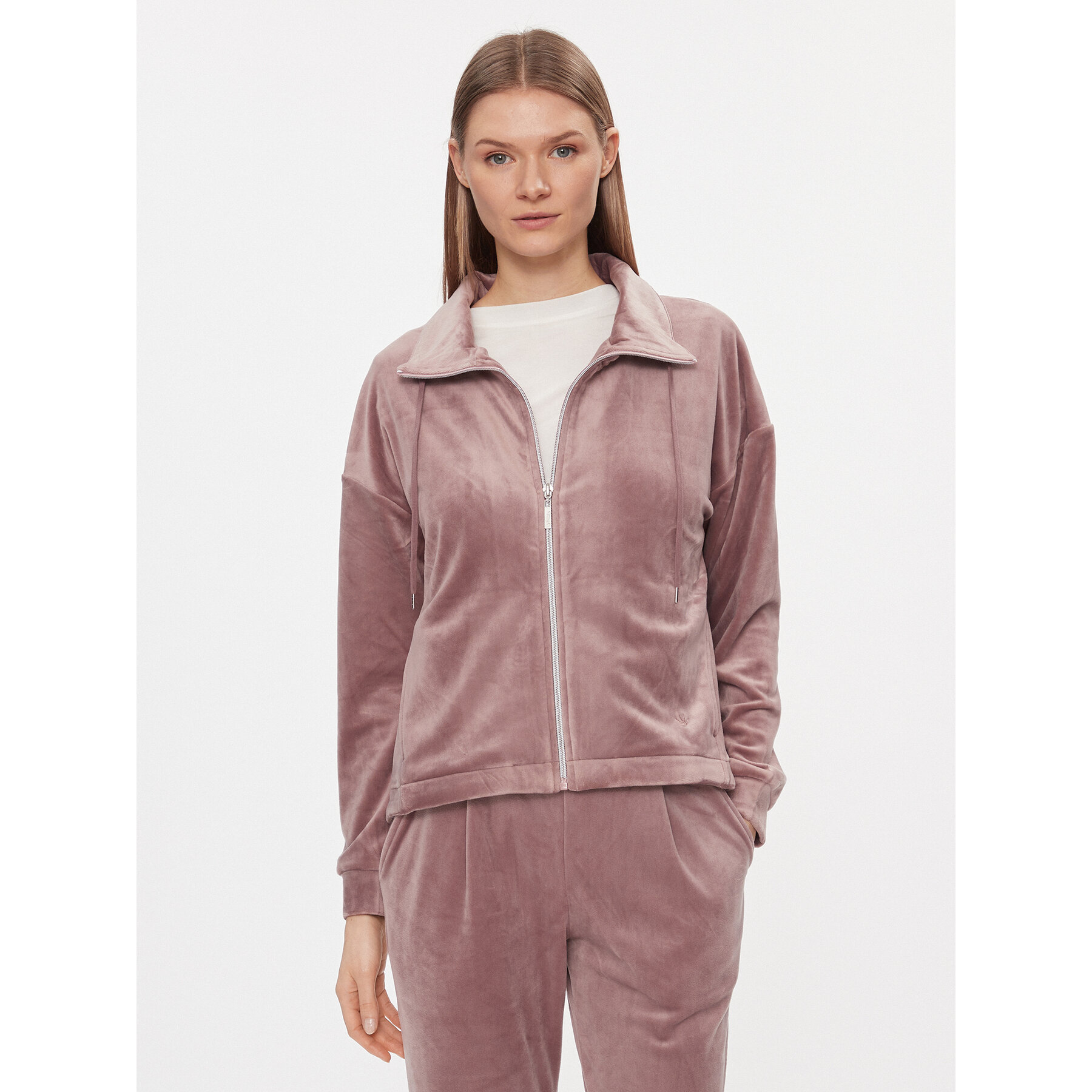 Triumph Pulóver Cozy Comfort Velour Zip Jacket 10216555 Barna Regular Fit