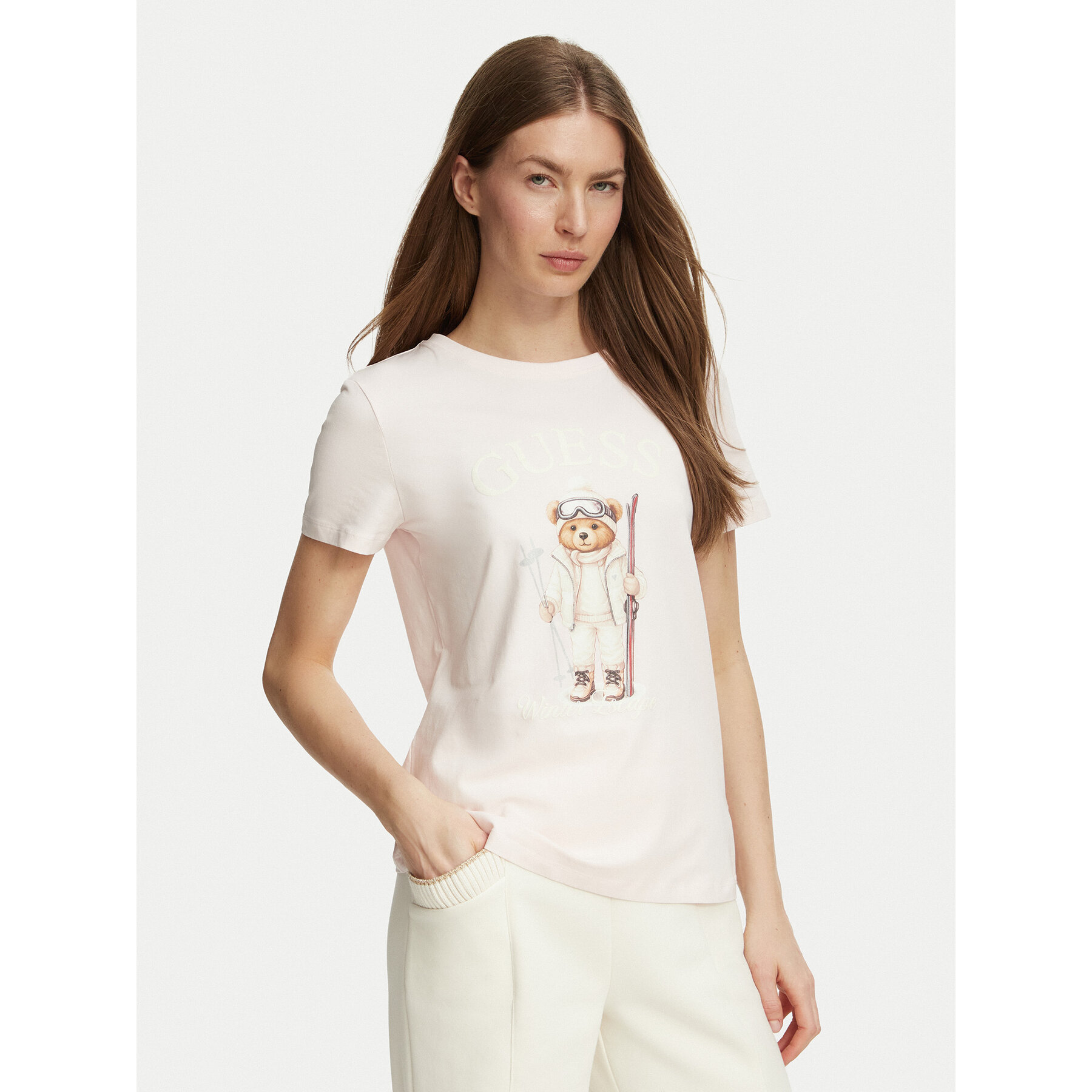 Guess T-Shirt V6BI19 K6749 Hellrosa Regular Fit