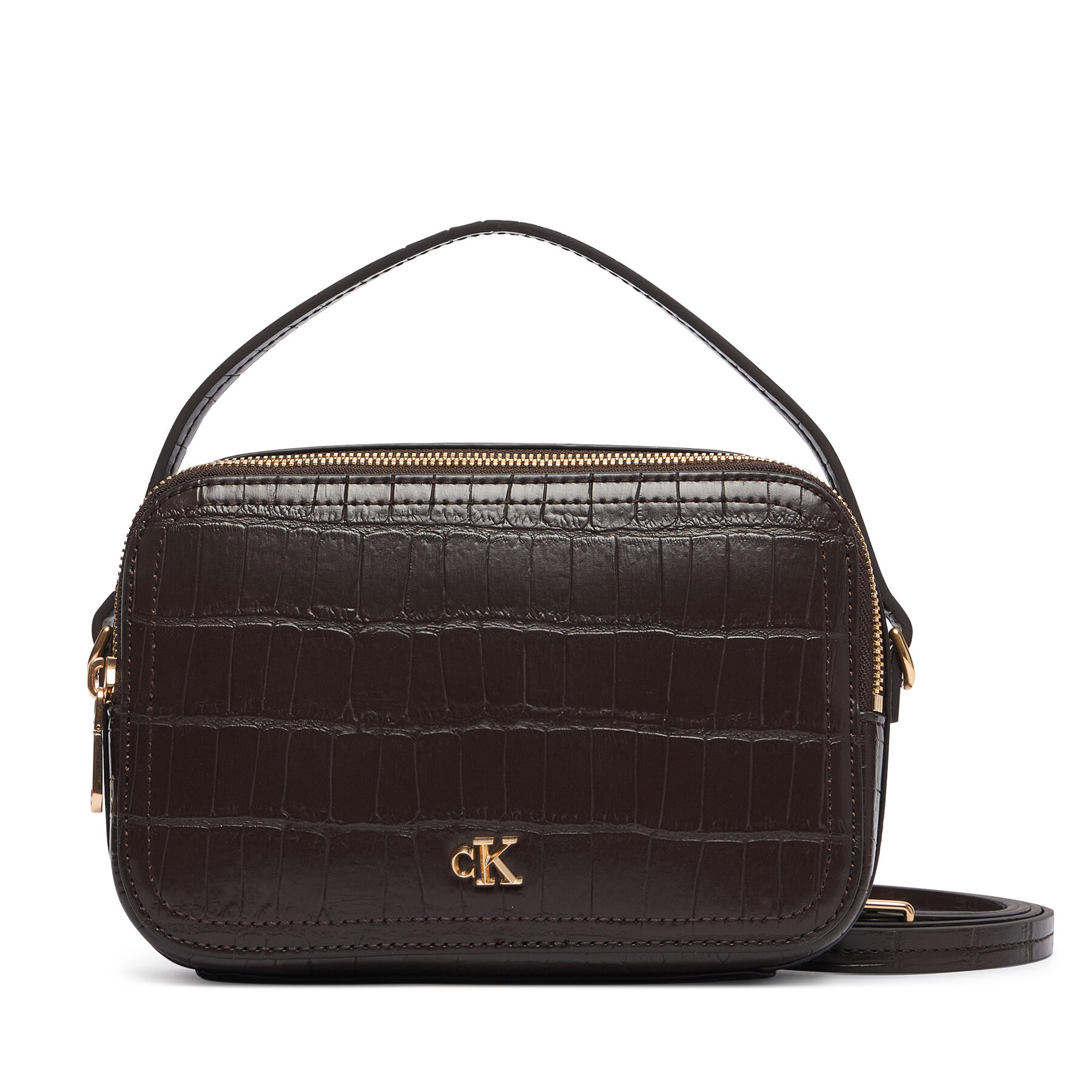 Torbica Calvin Klein Ck Croc Camera Bag LV04F3905G Tamno smeđa